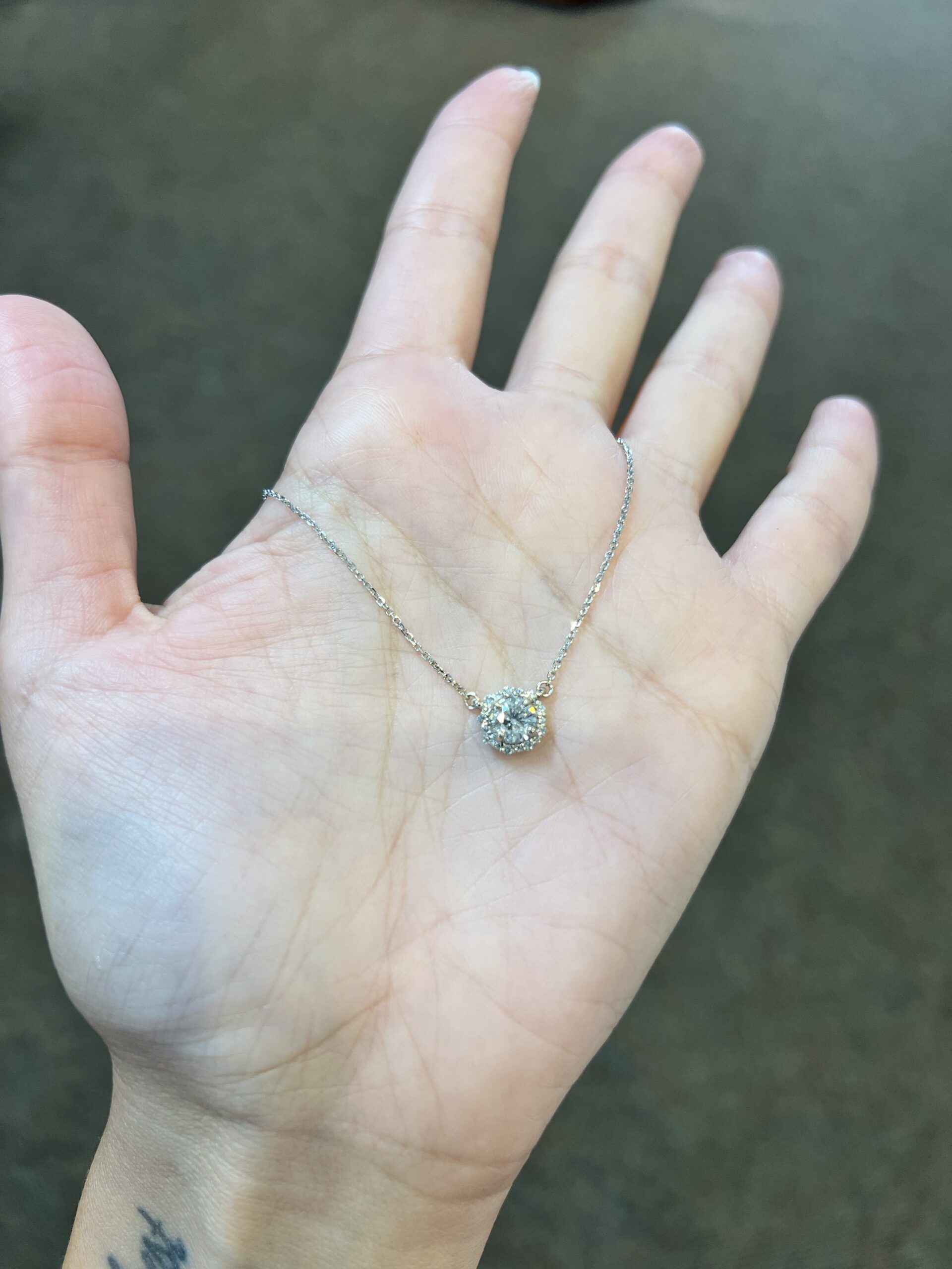 14k White Gold Genuine .71 Cttw Round Brilliant Cut Diamond Halo Fixed Pendant - Image 12