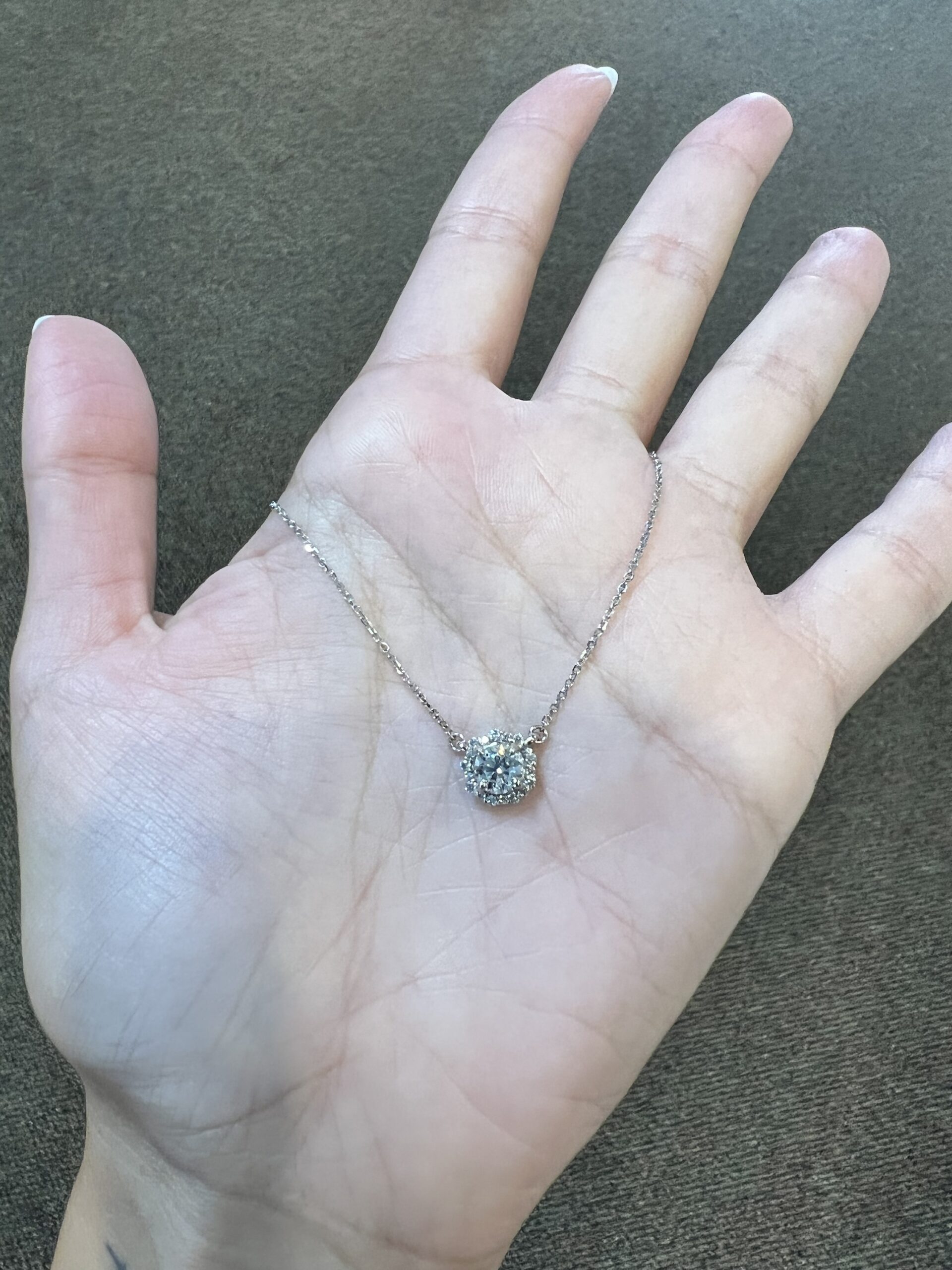 14k White Gold Genuine .71 Cttw Round Brilliant Cut Diamond Halo Fixed Pendant - Image 13