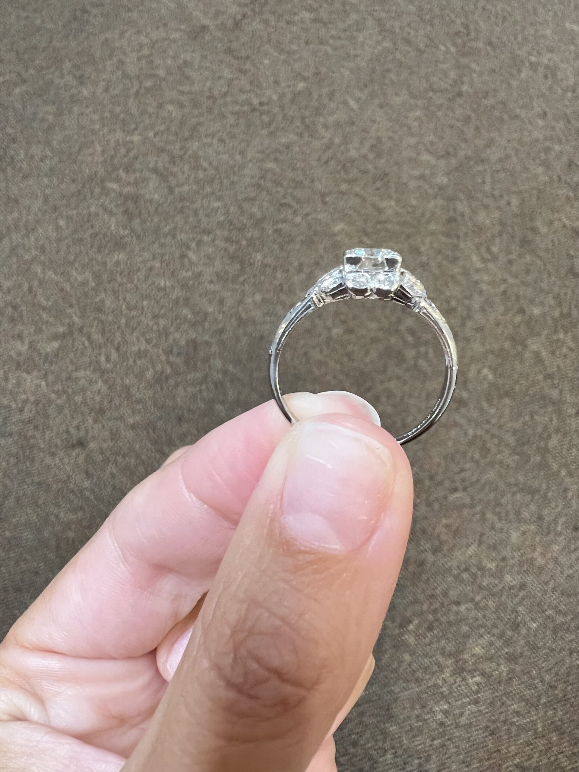 Platinum Antique 1930’s Genuine .80 Cttw Diamond Ring - Image 9