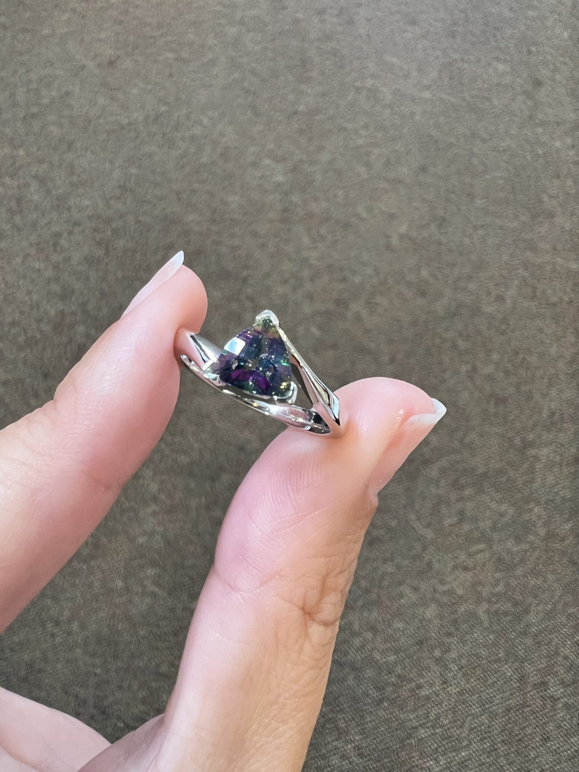 14k White Gold Genuine Mystic Topaz Ring - Image 2