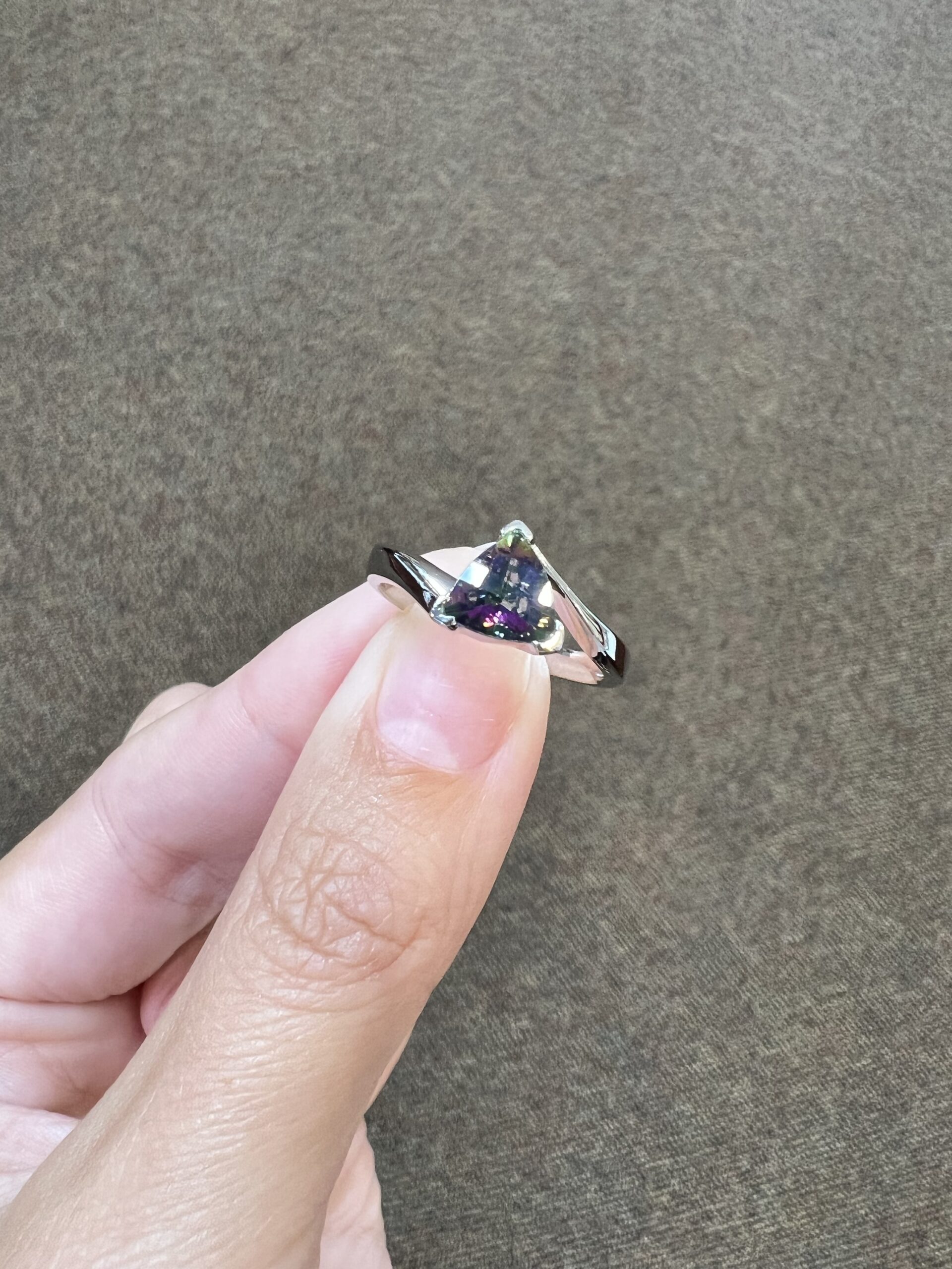 14k White Gold Genuine Mystic Topaz Ring - Image 5