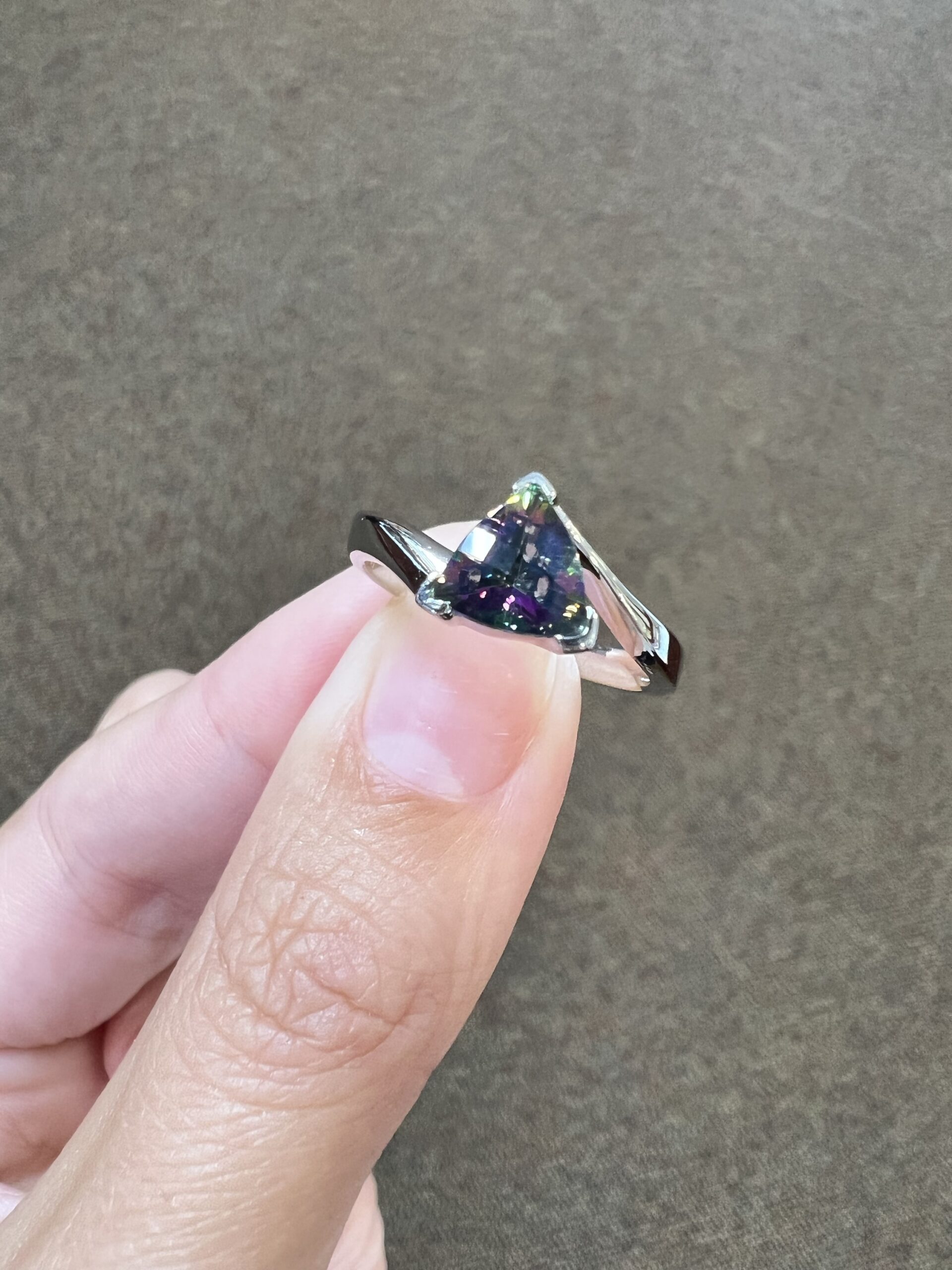 14k White Gold Genuine Mystic Topaz Ring - Image 4