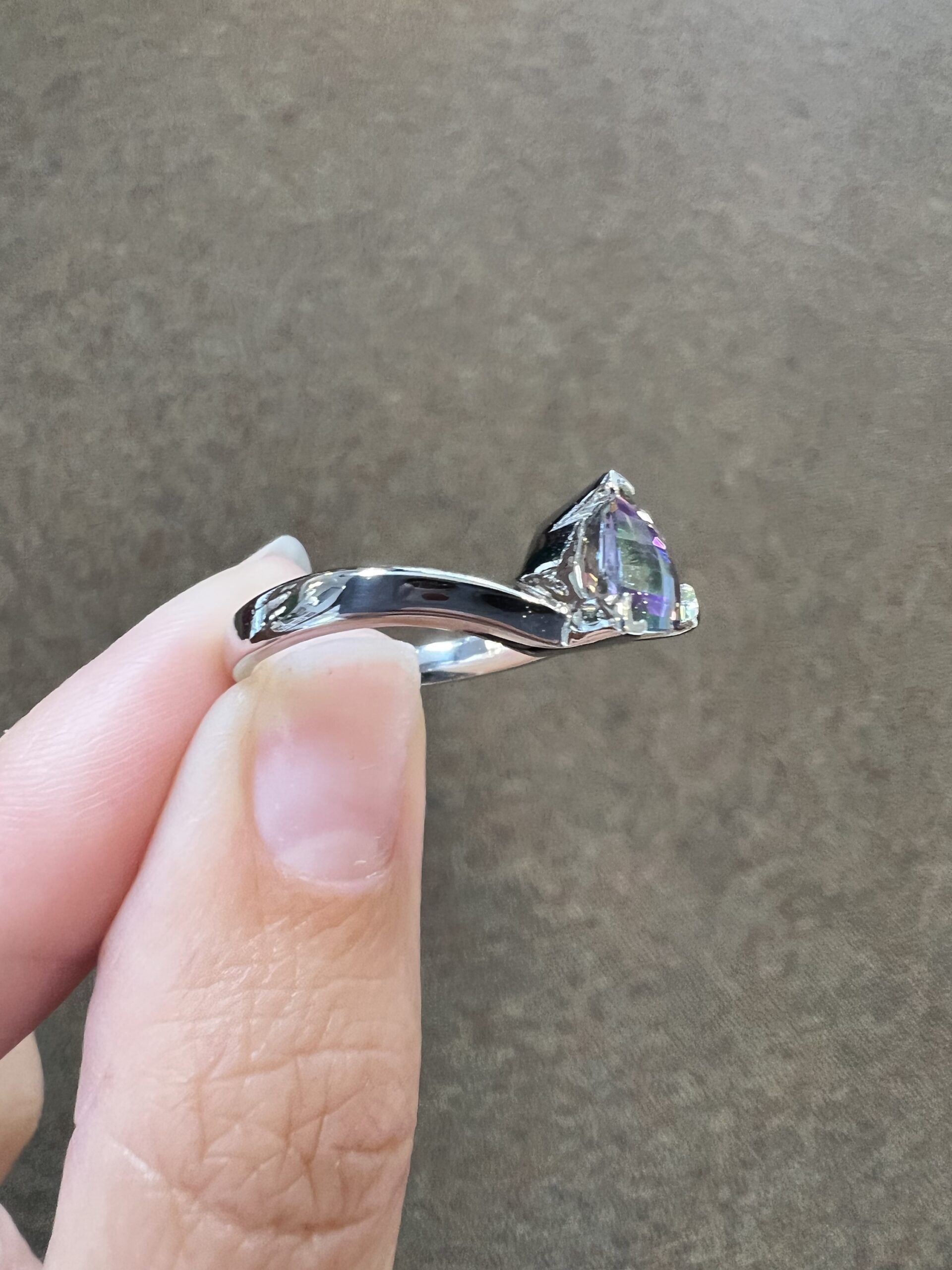 14k White Gold Genuine Mystic Topaz Ring - Image 6