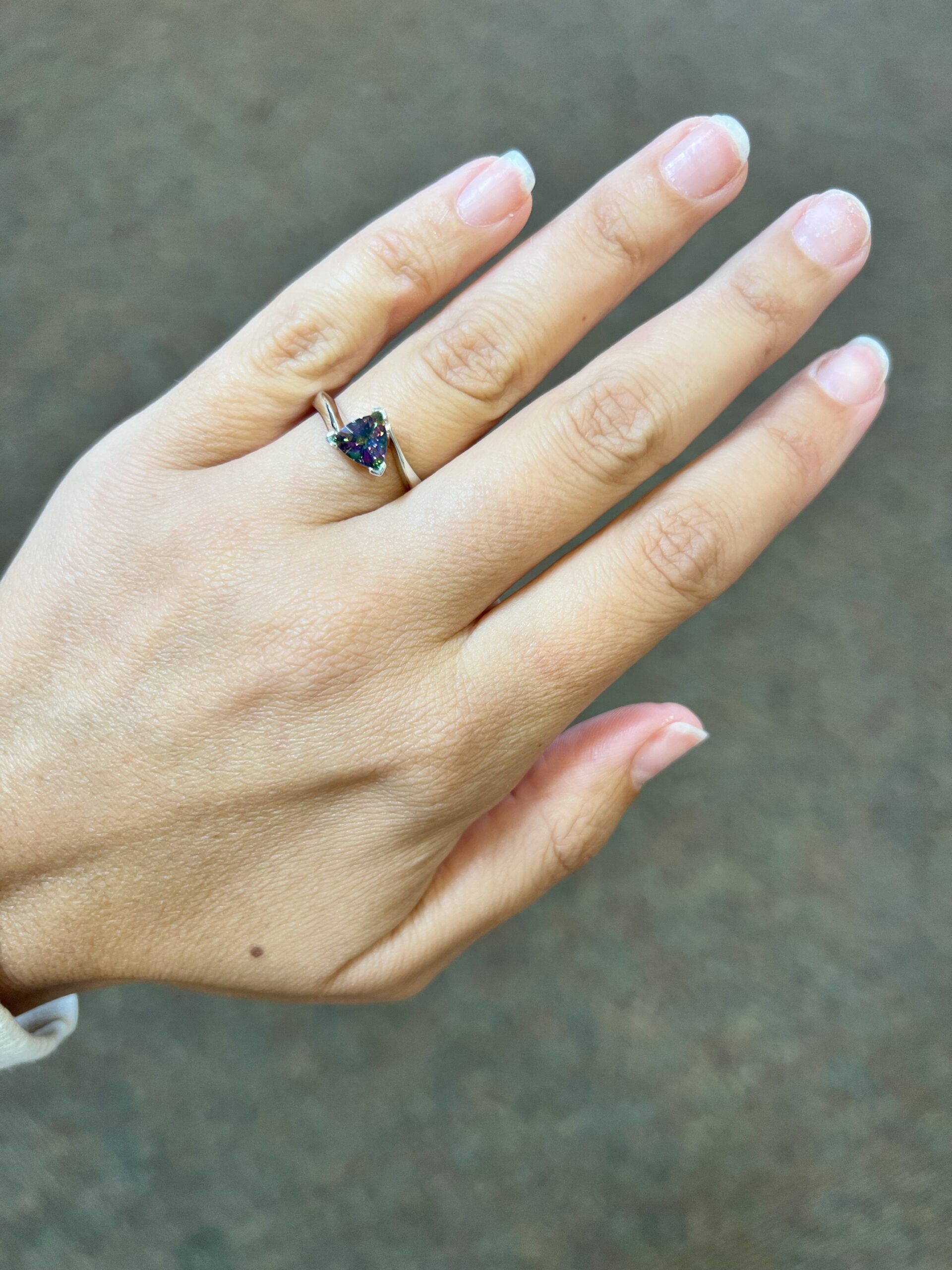 14k White Gold Genuine Mystic Topaz Ring - Image 8