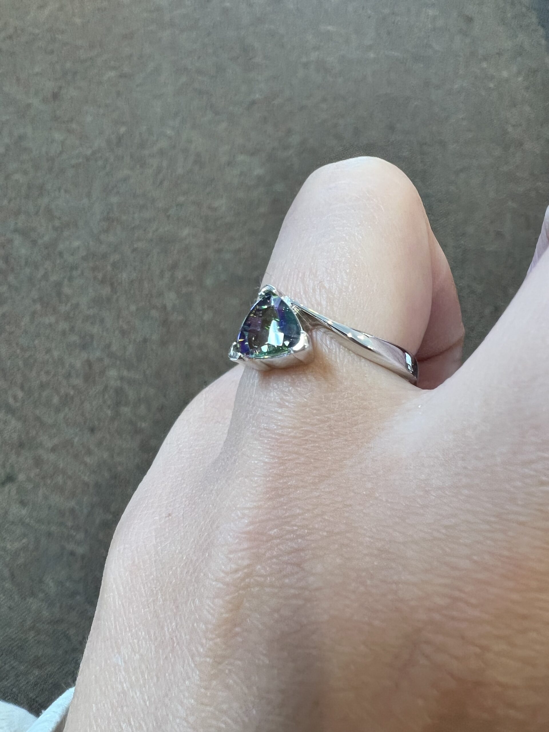 14k White Gold Genuine Mystic Topaz Ring - Image 11