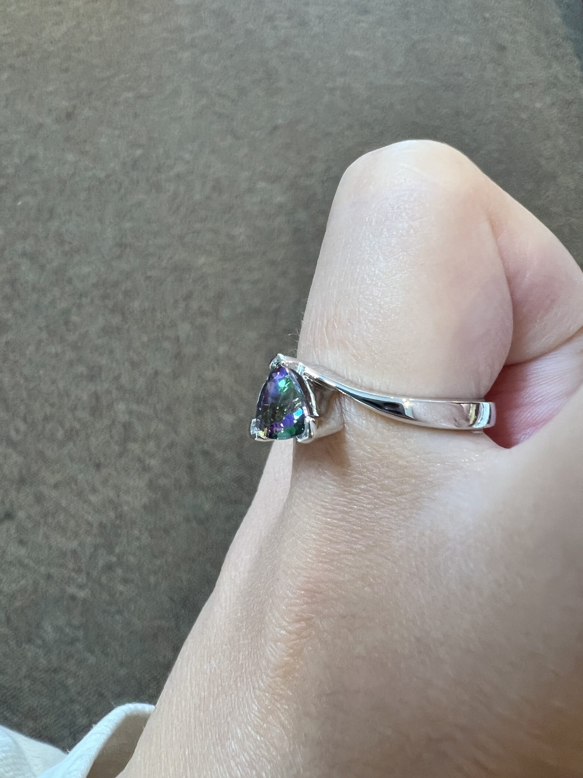 14k White Gold Genuine Mystic Topaz Ring - Image 12