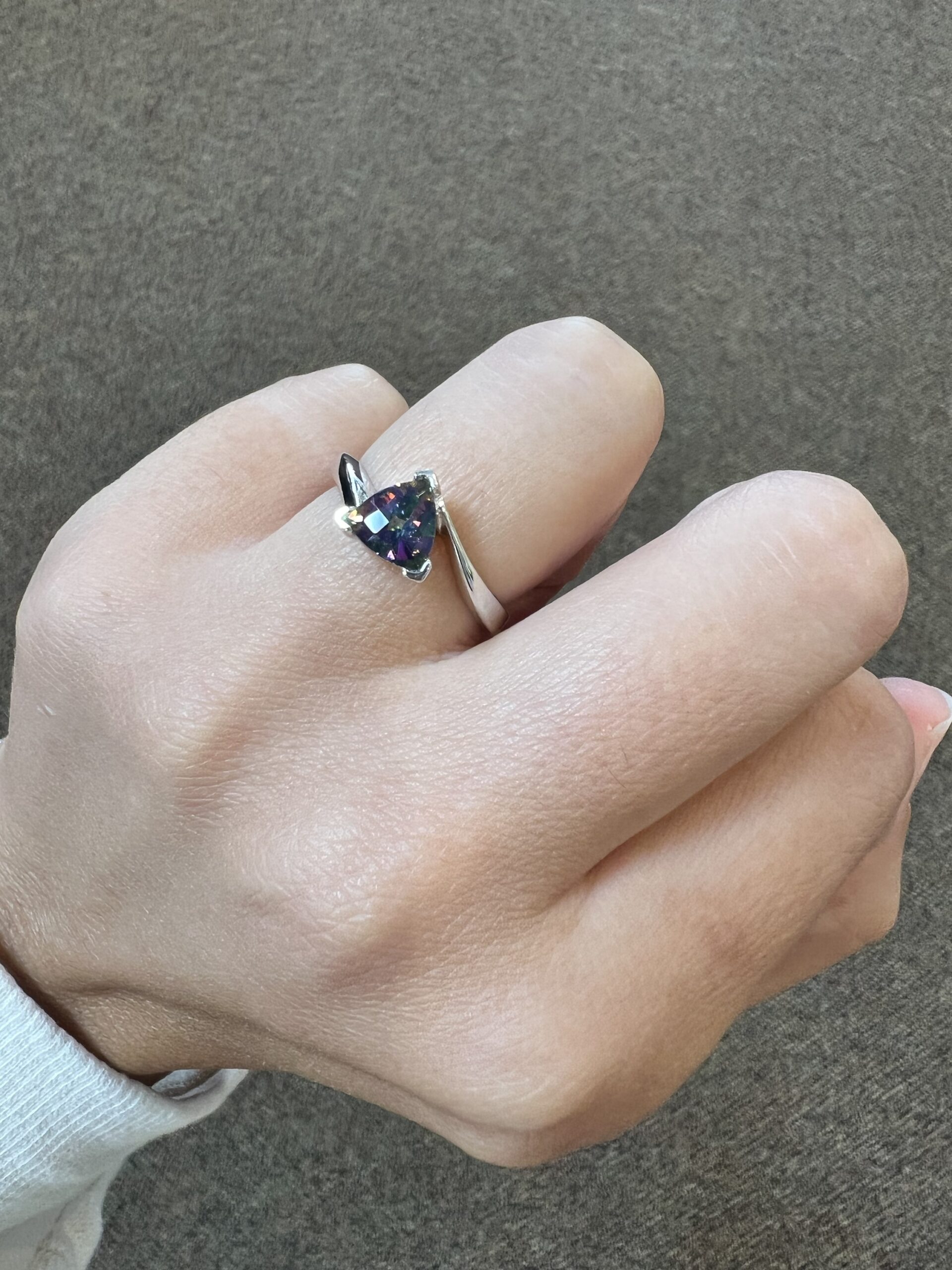 14k White Gold Genuine Mystic Topaz Ring - Image 13