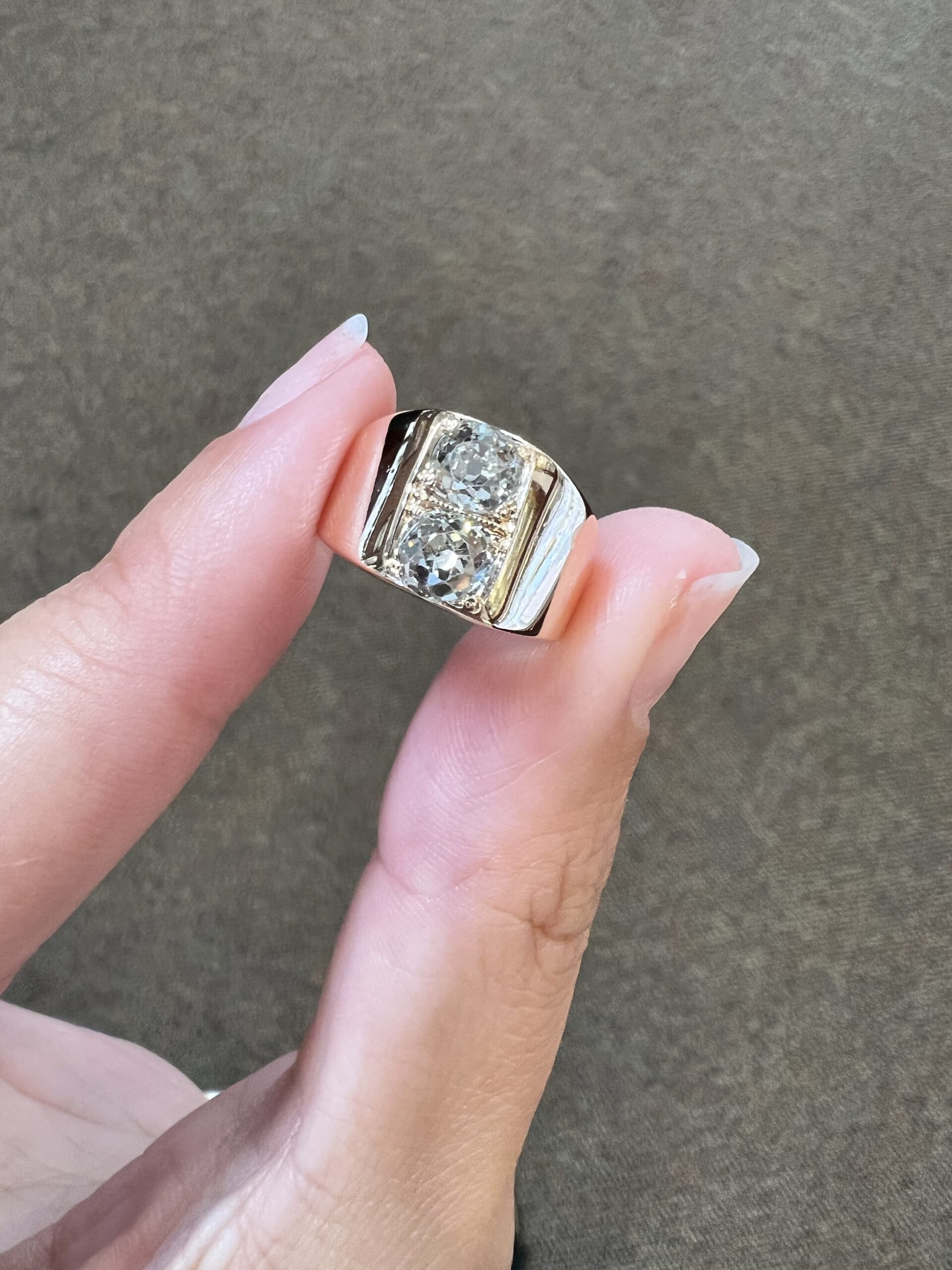 Antique 14k Rose Gold Genuine 1 Cttw Twin Diamond Ring - Image 2