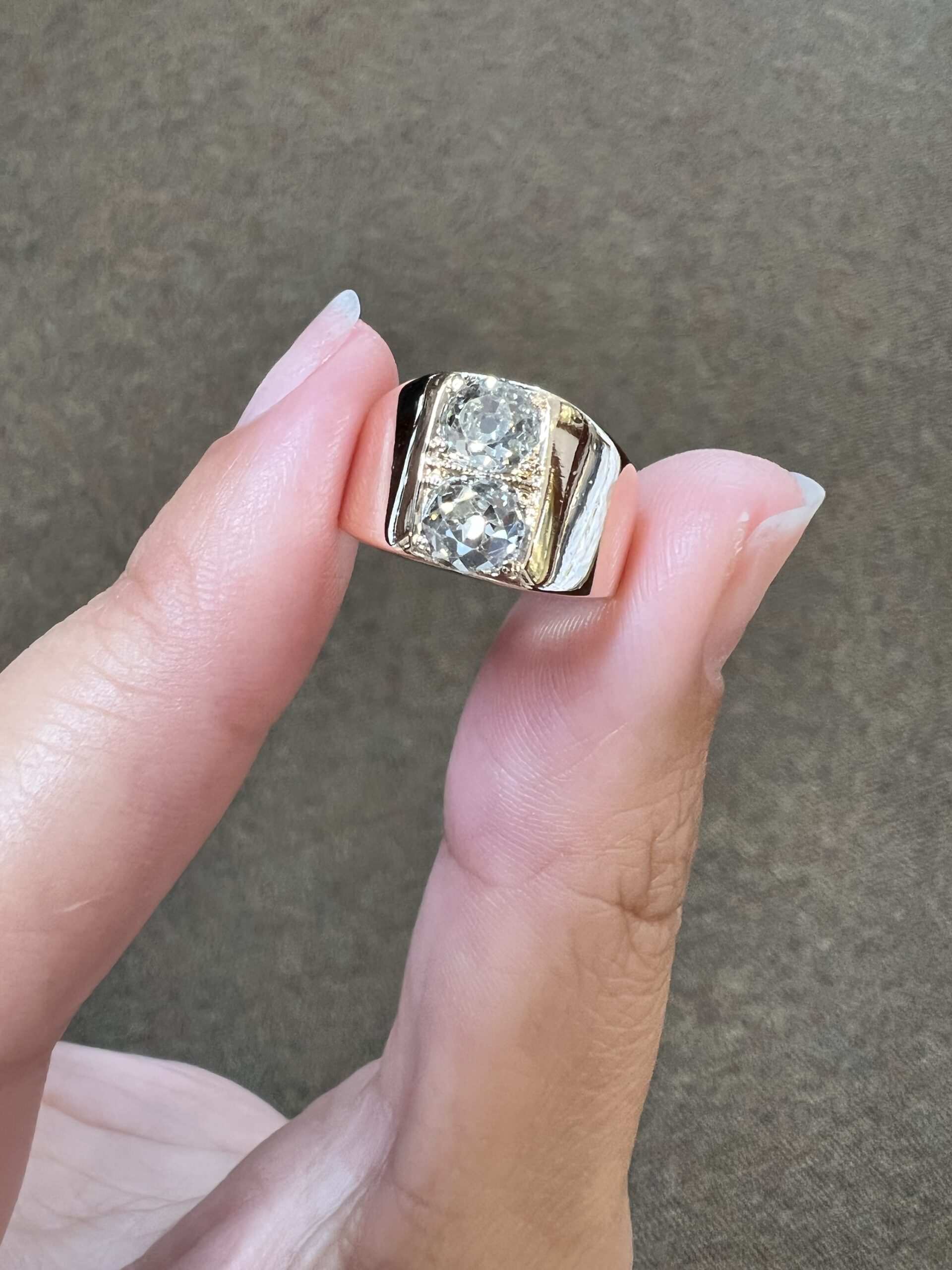 Antique 14k Rose Gold Genuine 1 Cttw Twin Diamond Ring - Image 5