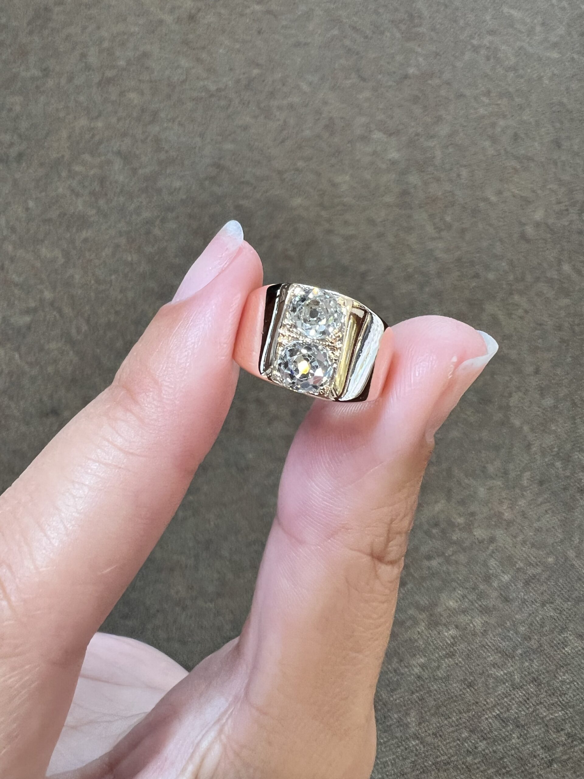 Antique 14k Rose Gold Genuine 1 Cttw Twin Diamond Ring - Image 6