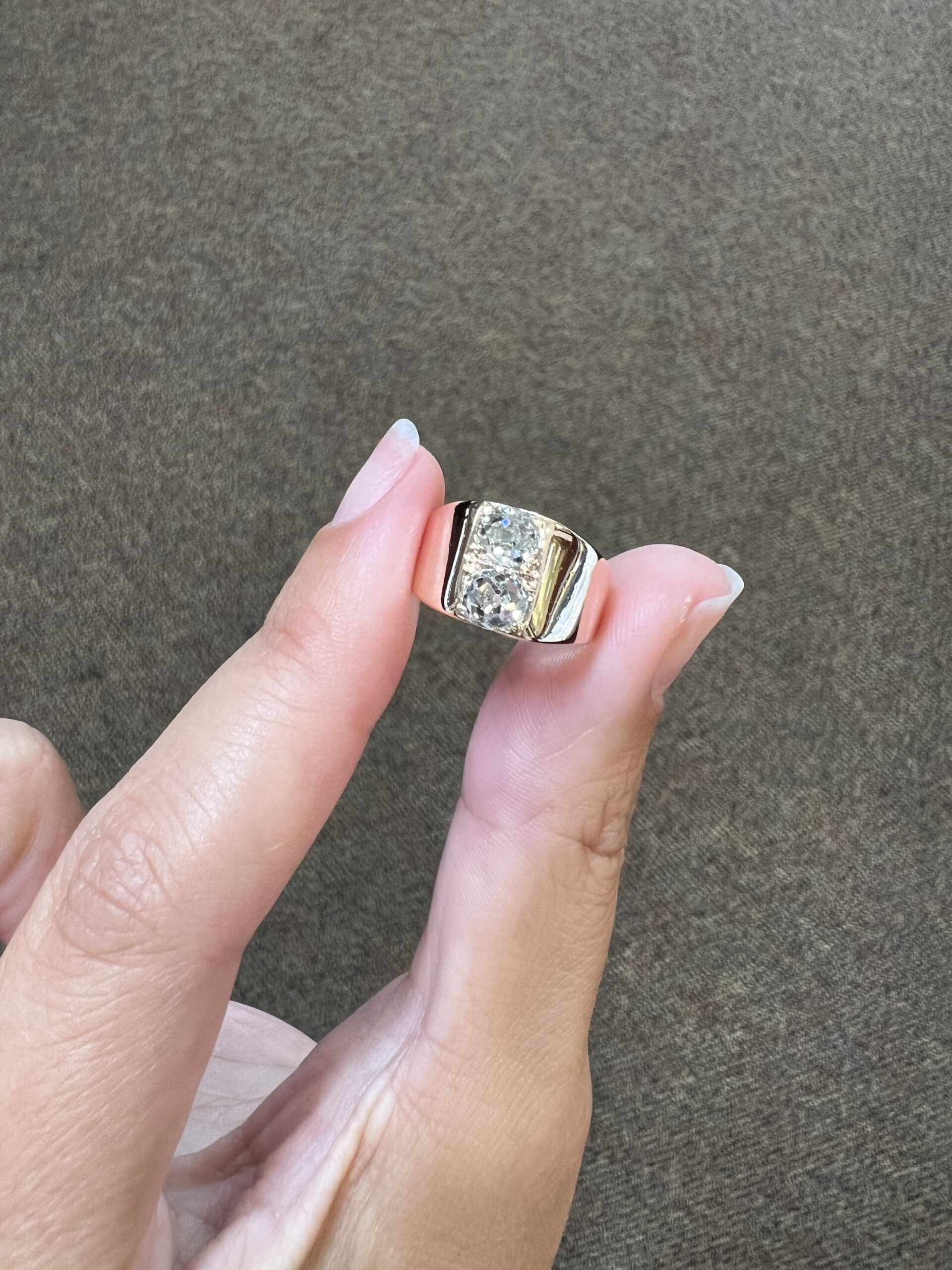 Antique 14k Rose Gold Genuine 1 Cttw Twin Diamond Ring - Image 7