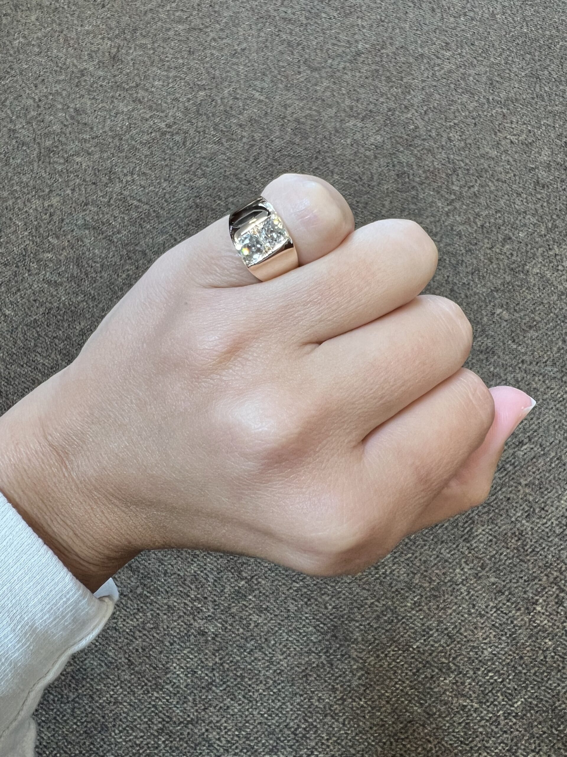 Antique 14k Rose Gold Genuine 1 Cttw Twin Diamond Ring - Image 14