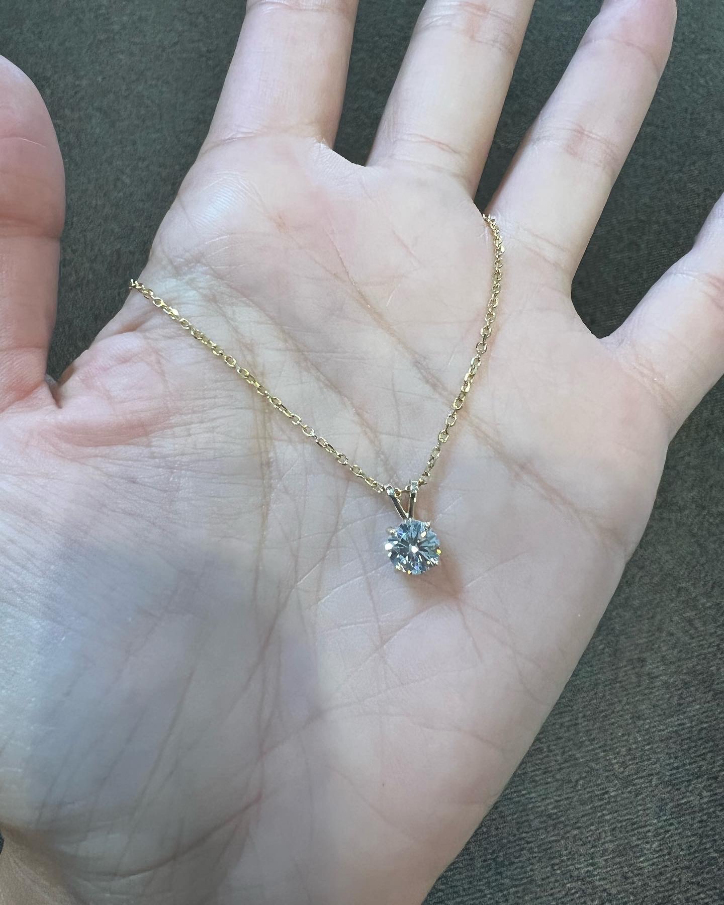 14k Yellow Gold Genuine 1.01 Cttw Round Brilliant Cut Diamond Solitaire Pendant - Image 8