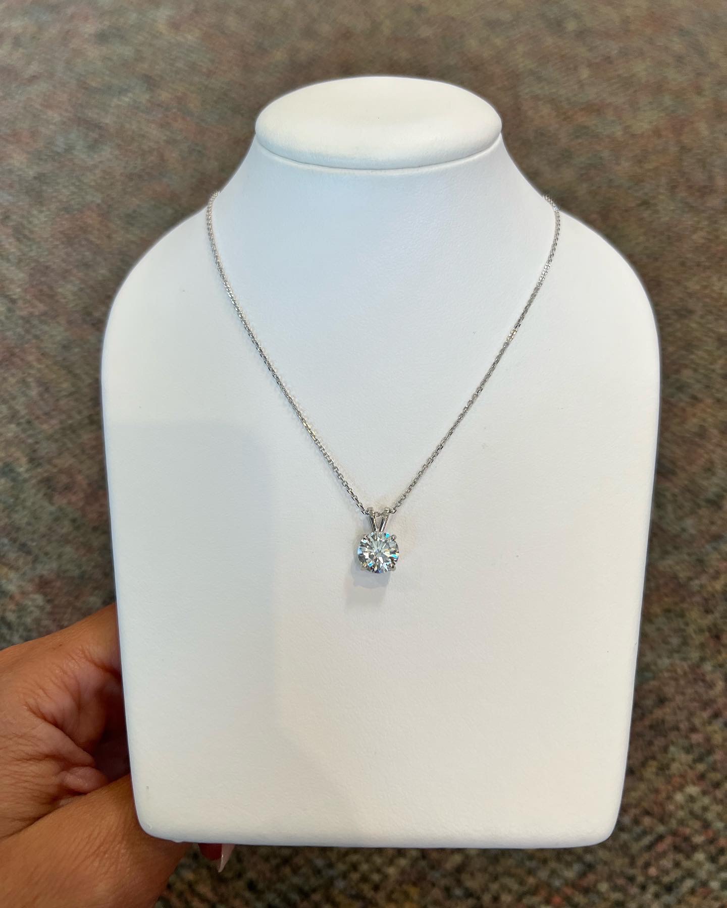 14k White Gold Genuine Lab Grown 1.82 Cttw Round Brilliant Cut Diamond Solitaire Pendant - Image 17