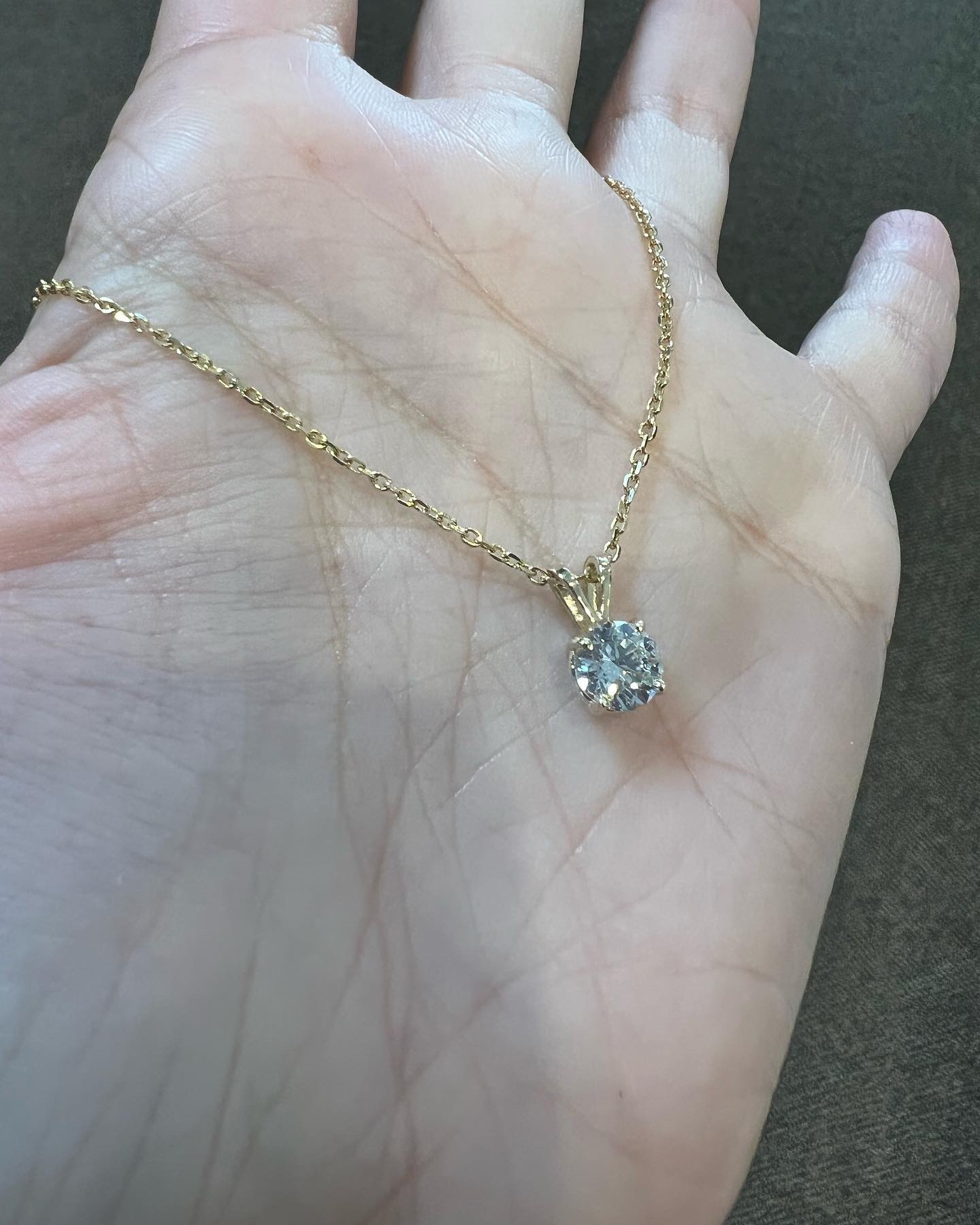 14k Yellow Gold Genuine 1.01 Cttw Round Brilliant Cut Diamond Solitaire Pendant - Image 10