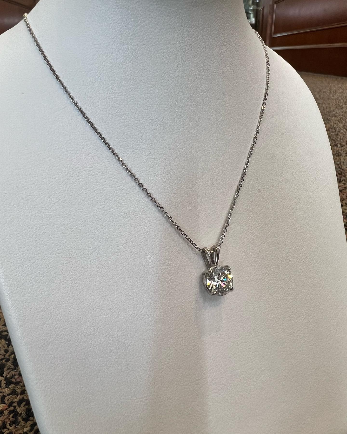 14k White Gold Genuine Lab Grown 1.82 Cttw Round Brilliant Cut Diamond Solitaire Pendant - Image 16