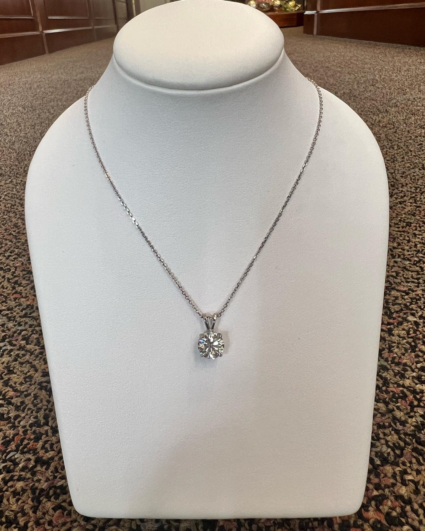 14k White Gold Genuine Lab Grown 1.82 Cttw Round Brilliant Cut Diamond Solitaire Pendant - Image 15