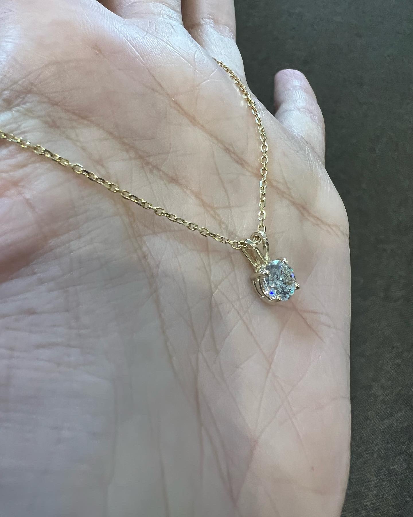 14k Yellow Gold Genuine 1.01 Cttw Round Brilliant Cut Diamond Solitaire Pendant - Image 12