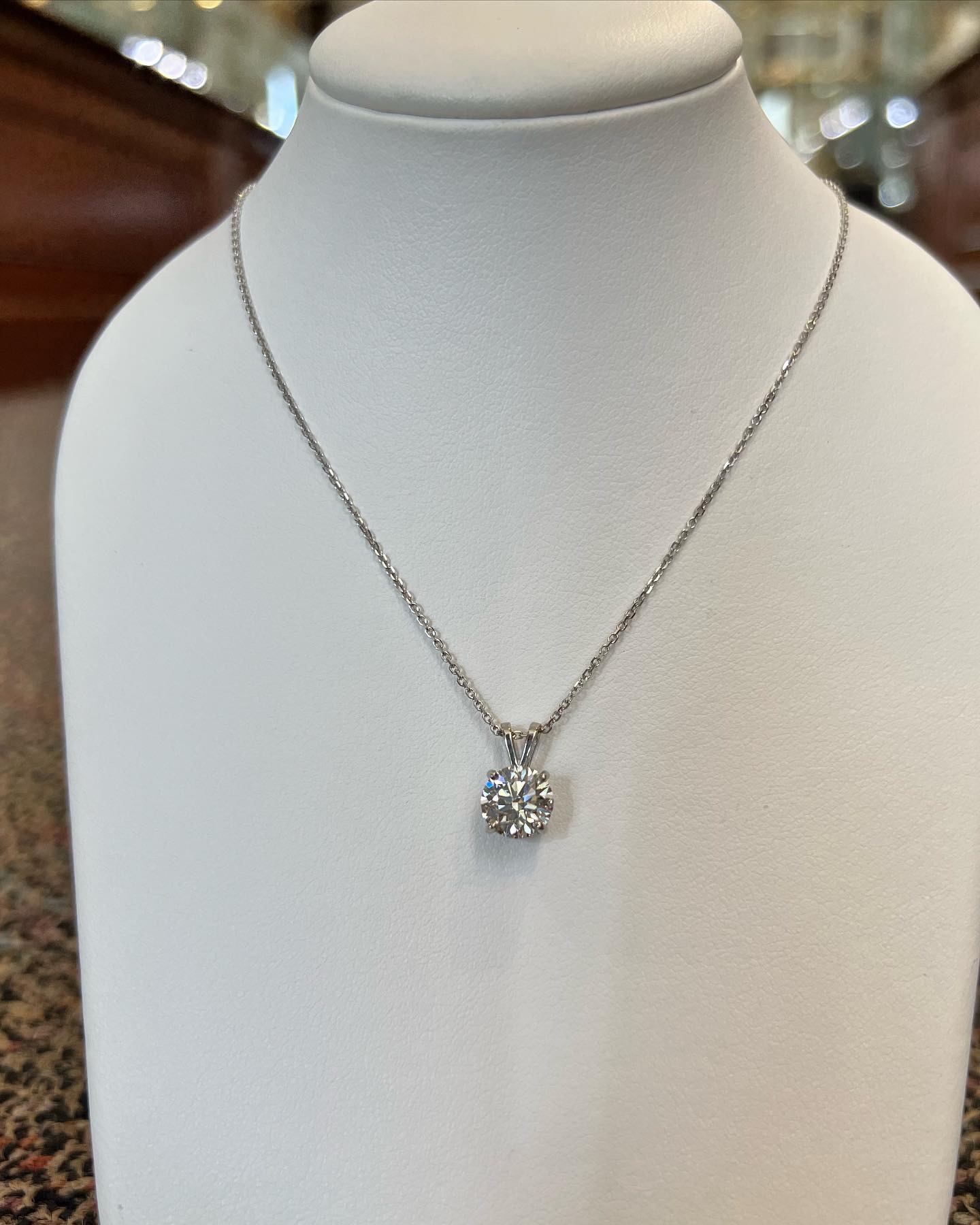 14k White Gold Genuine Lab Grown 1.82 Cttw Round Brilliant Cut Diamond Solitaire Pendant - Image 14