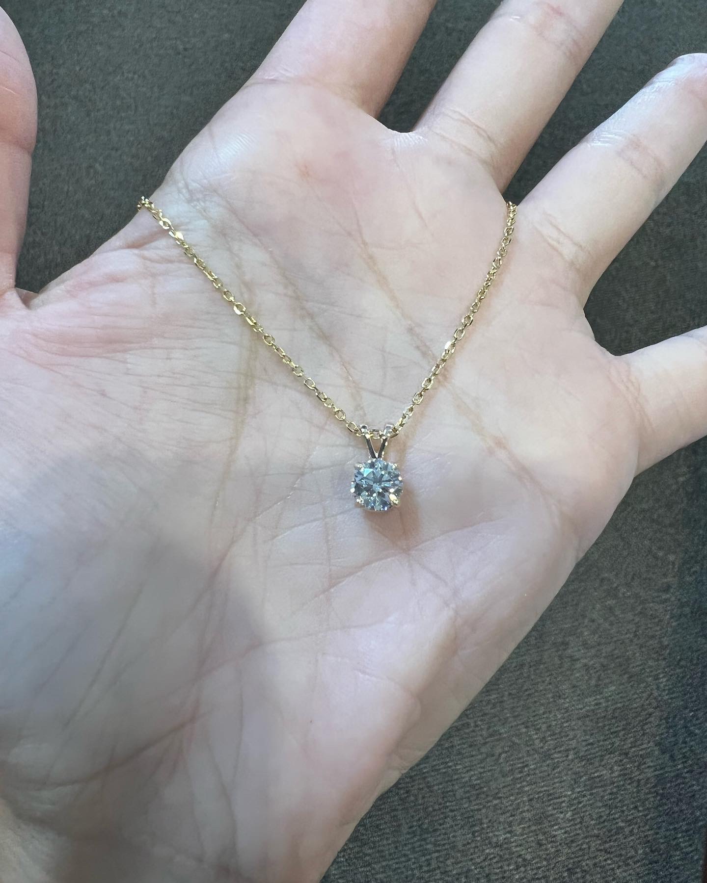 14k Yellow Gold Genuine 1.01 Cttw Round Brilliant Cut Diamond Solitaire Pendant - Image 2