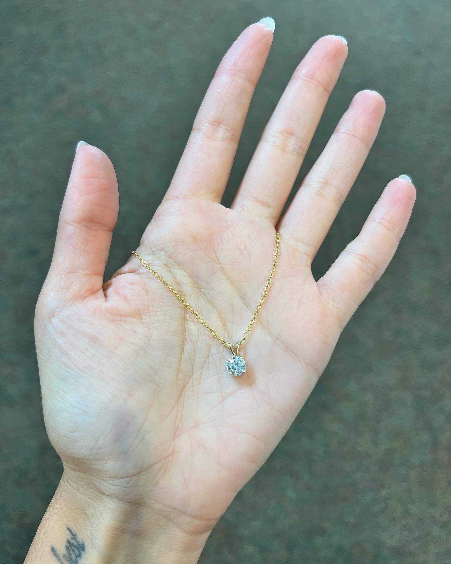 14k Yellow Gold Genuine 1.01 Cttw Round Brilliant Cut Diamond Solitaire Pendant - Image 7