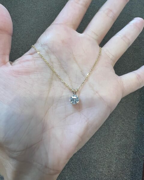 14k Yellow Gold Genuine 1.01 Cttw Round Brilliant Cut Diamond Solitaire Pendant