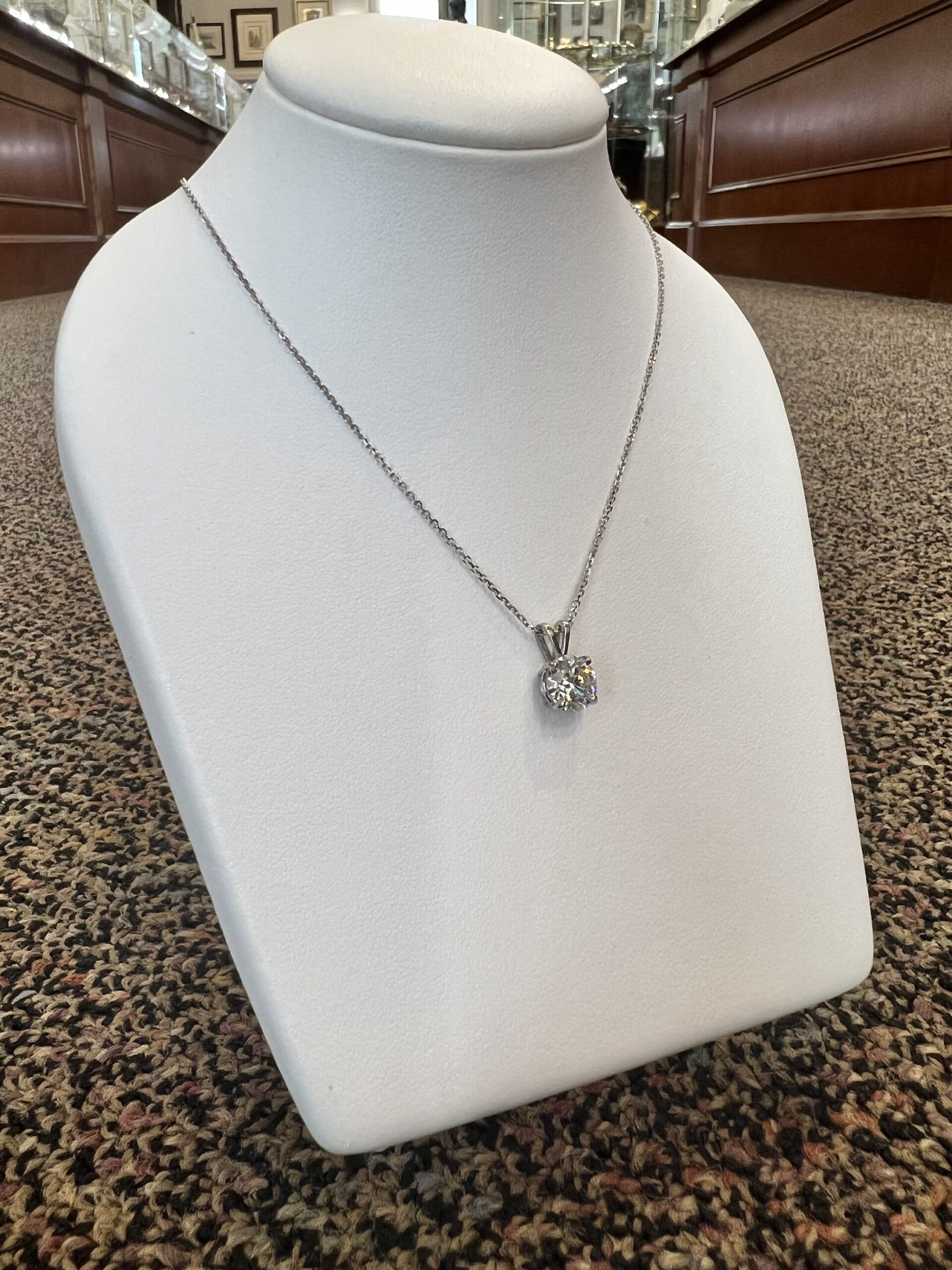 14k White Gold Genuine Lab Grown 1.82 Cttw Round Brilliant Cut Diamond Solitaire Pendant - Image 5