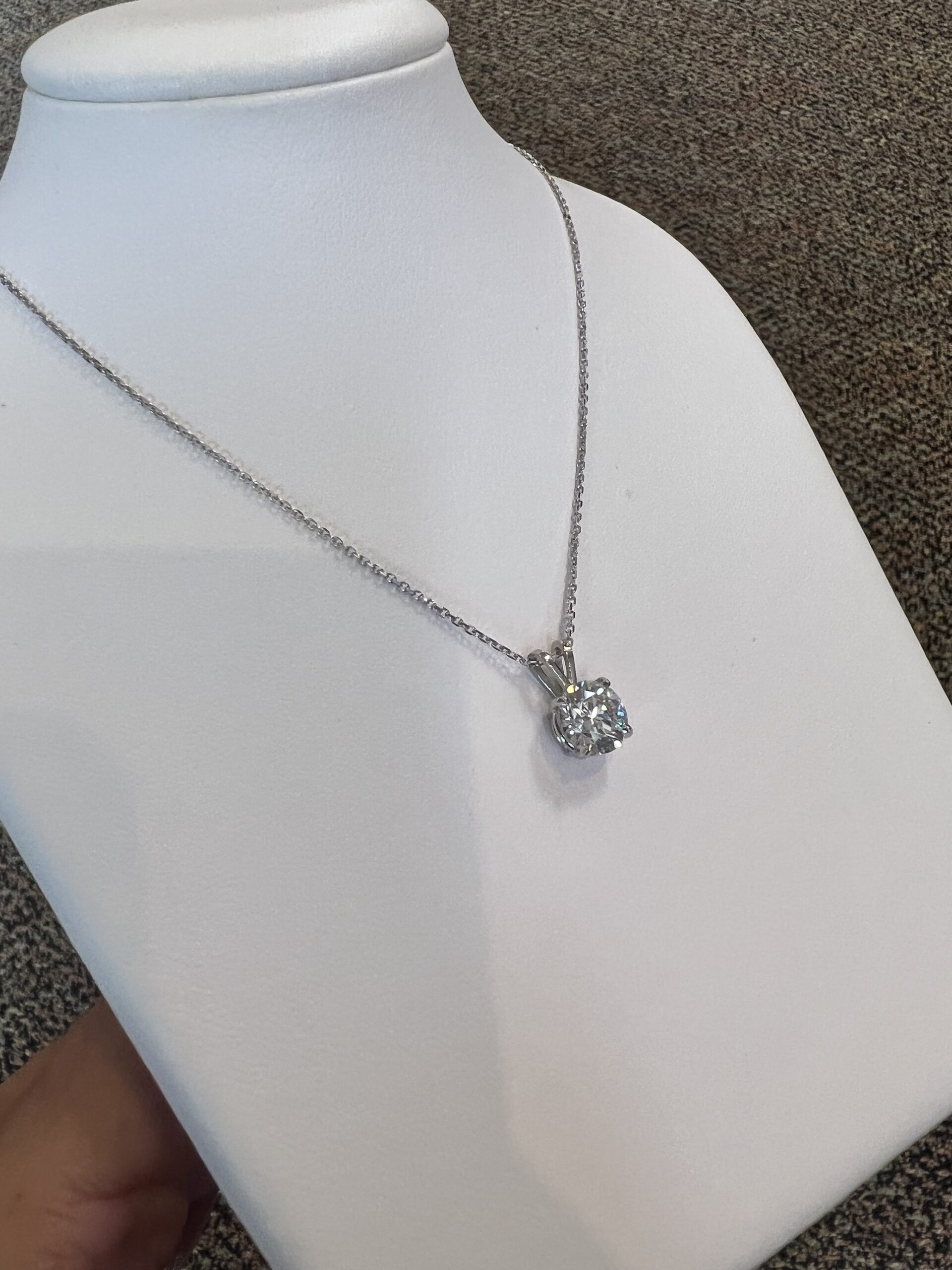 14k White Gold Genuine Lab Grown 1.82 Cttw Round Brilliant Cut Diamond Solitaire Pendant - Image 7