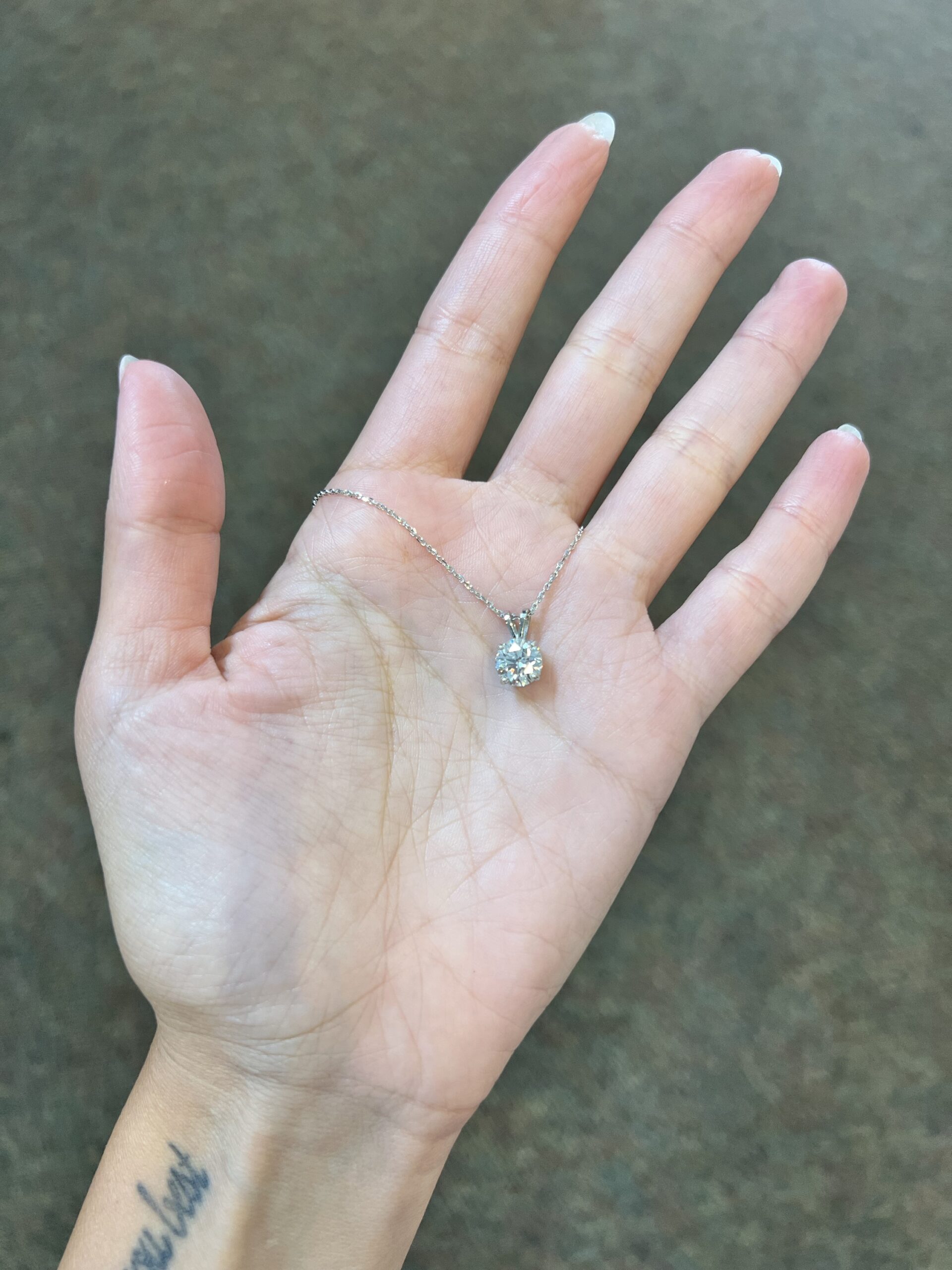 14k White Gold Genuine Lab Grown 1.82 Cttw Round Brilliant Cut Diamond Solitaire Pendant - Image 8