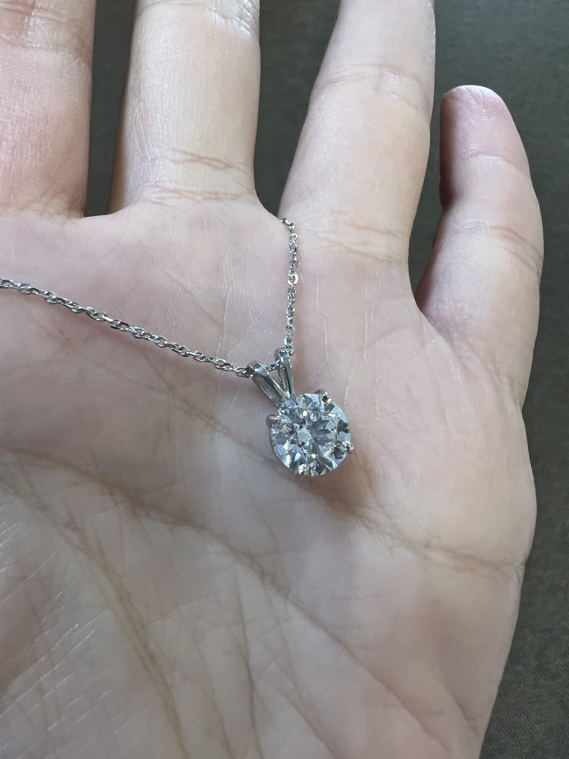 14k White Gold Genuine Lab Grown 1.82 Cttw Round Brilliant Cut Diamond Solitaire Pendant - Image 12