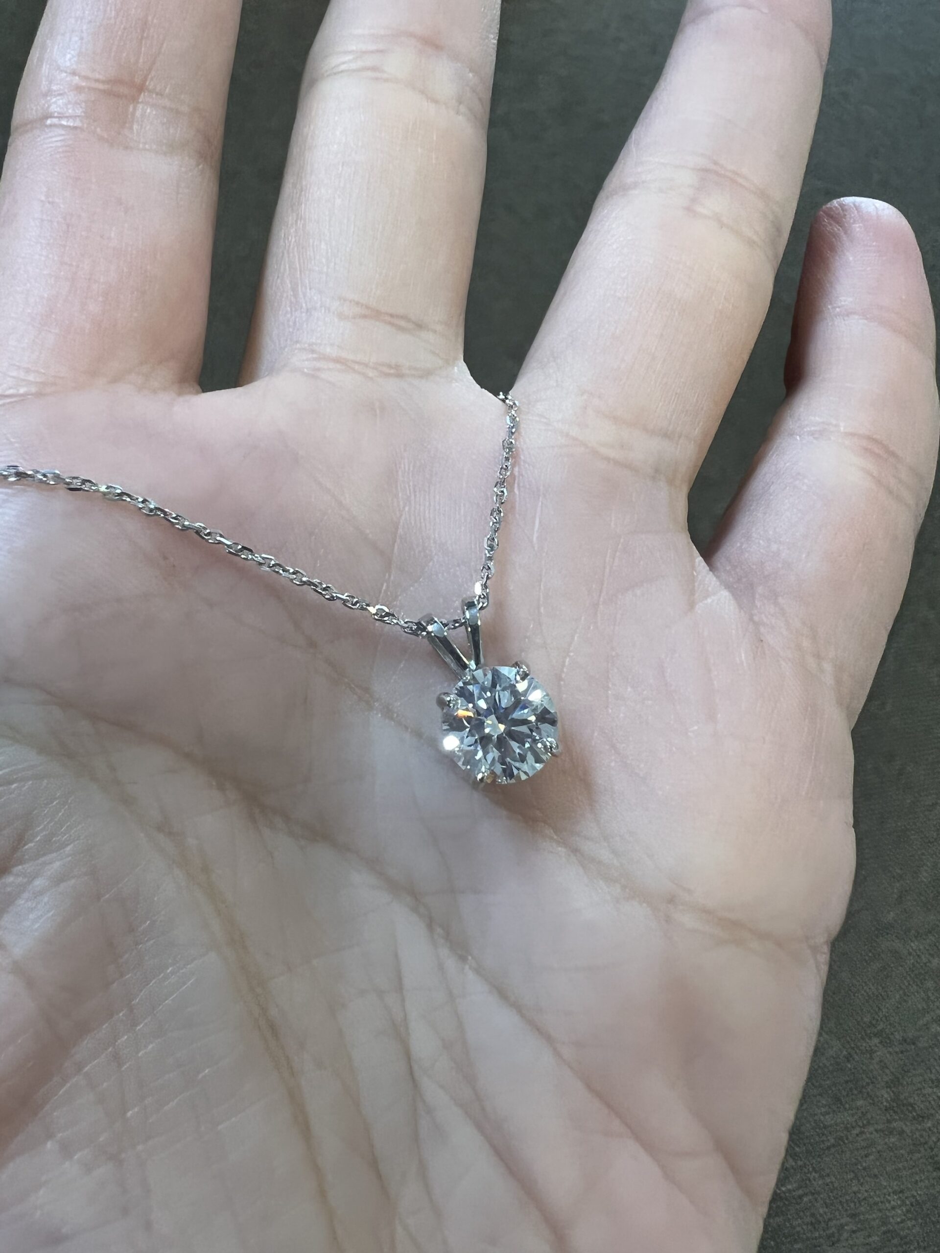 14k White Gold Genuine Lab Grown 1.82 Cttw Round Brilliant Cut Diamond Solitaire Pendant - Image 13