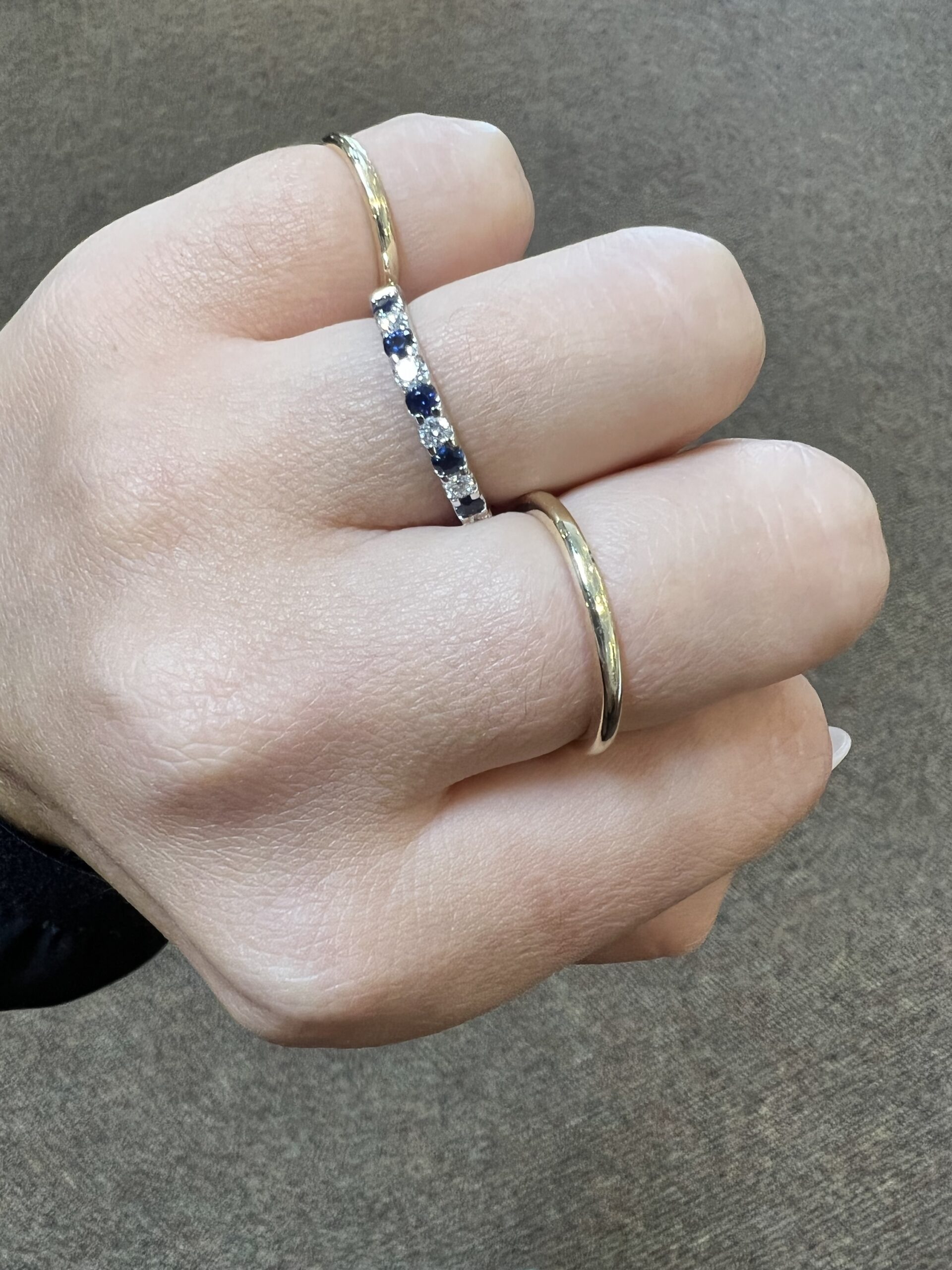 14k White Gold Genuine .37 Cttw Sapphire & .25 Cttw Genuine Round Brilliant Cut Diamond Band - Image 11