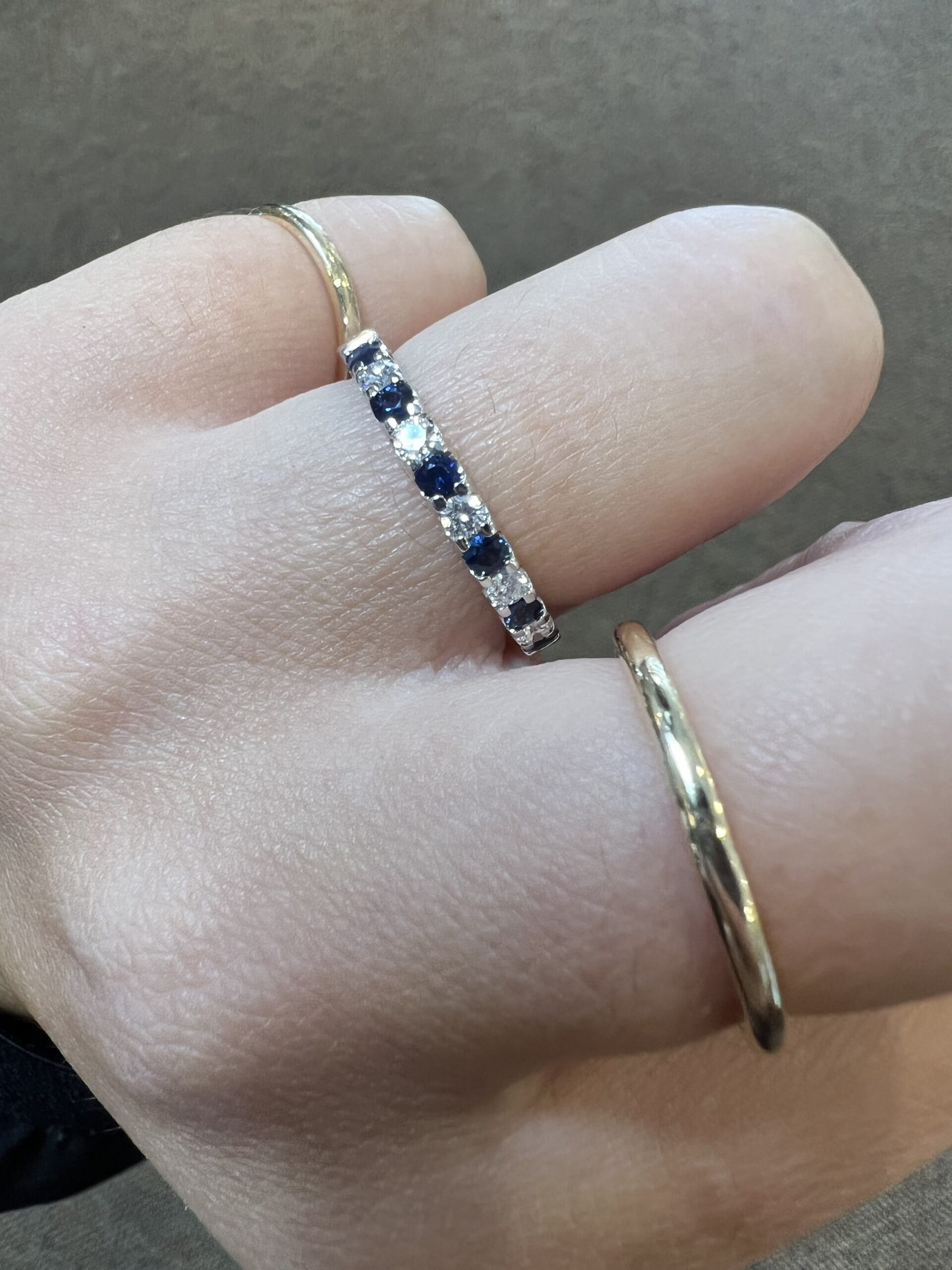 14k White Gold Genuine .37 Cttw Sapphire & .25 Cttw Genuine Round Brilliant Cut Diamond Band - Image 12