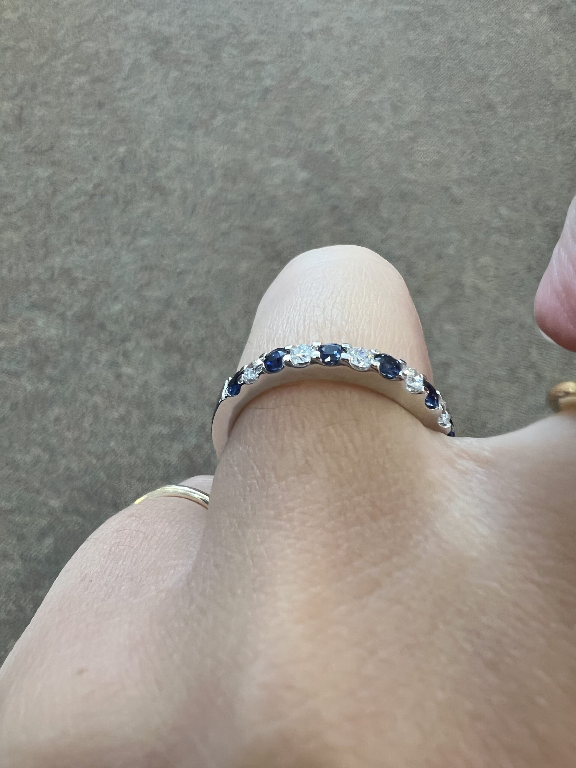 14k White Gold Genuine .37 Cttw Sapphire & .25 Cttw Genuine Round Brilliant Cut Diamond Band - Image 16