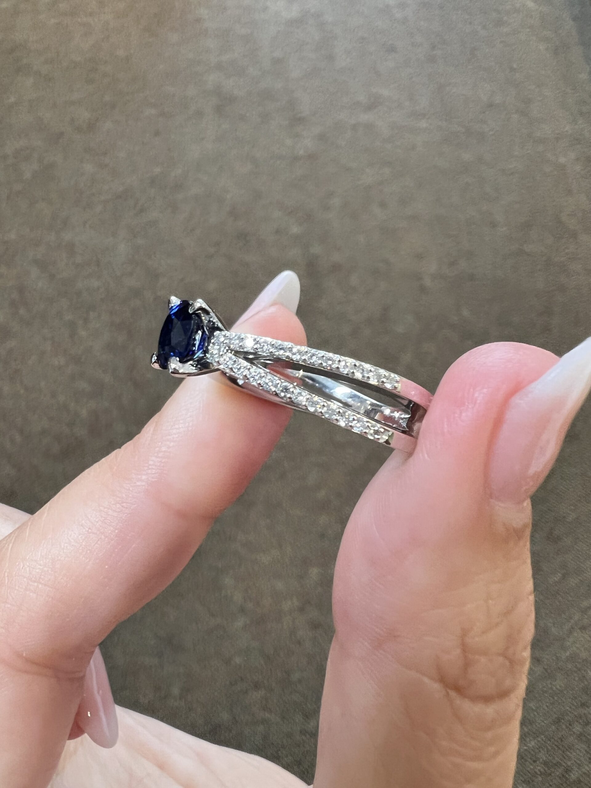 14k White Gold Genuine 1.04 Cttw Ceylon Sapphire & Diamond Ring - Image 10