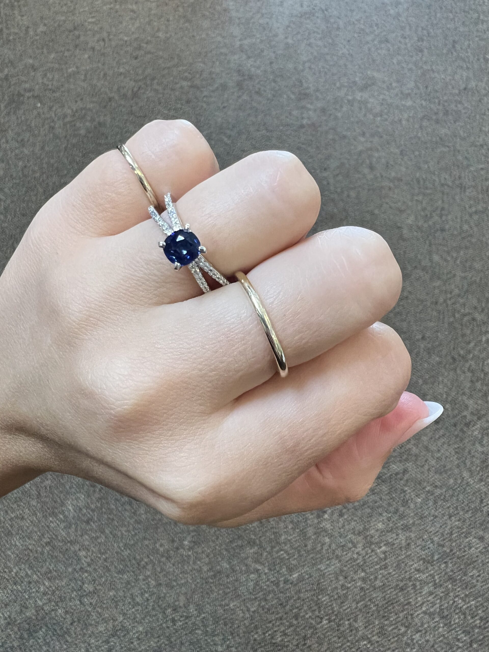 14k White Gold Genuine 1.04 Cttw Ceylon Sapphire & Diamond Ring - Image 12