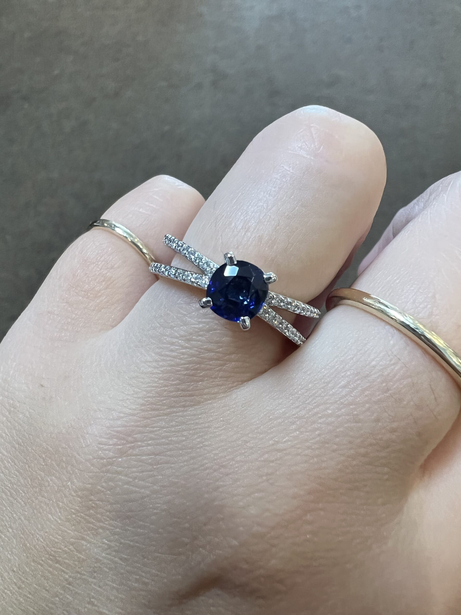 14k White Gold Genuine 1.04 Cttw Ceylon Sapphire & Diamond Ring - Image 13