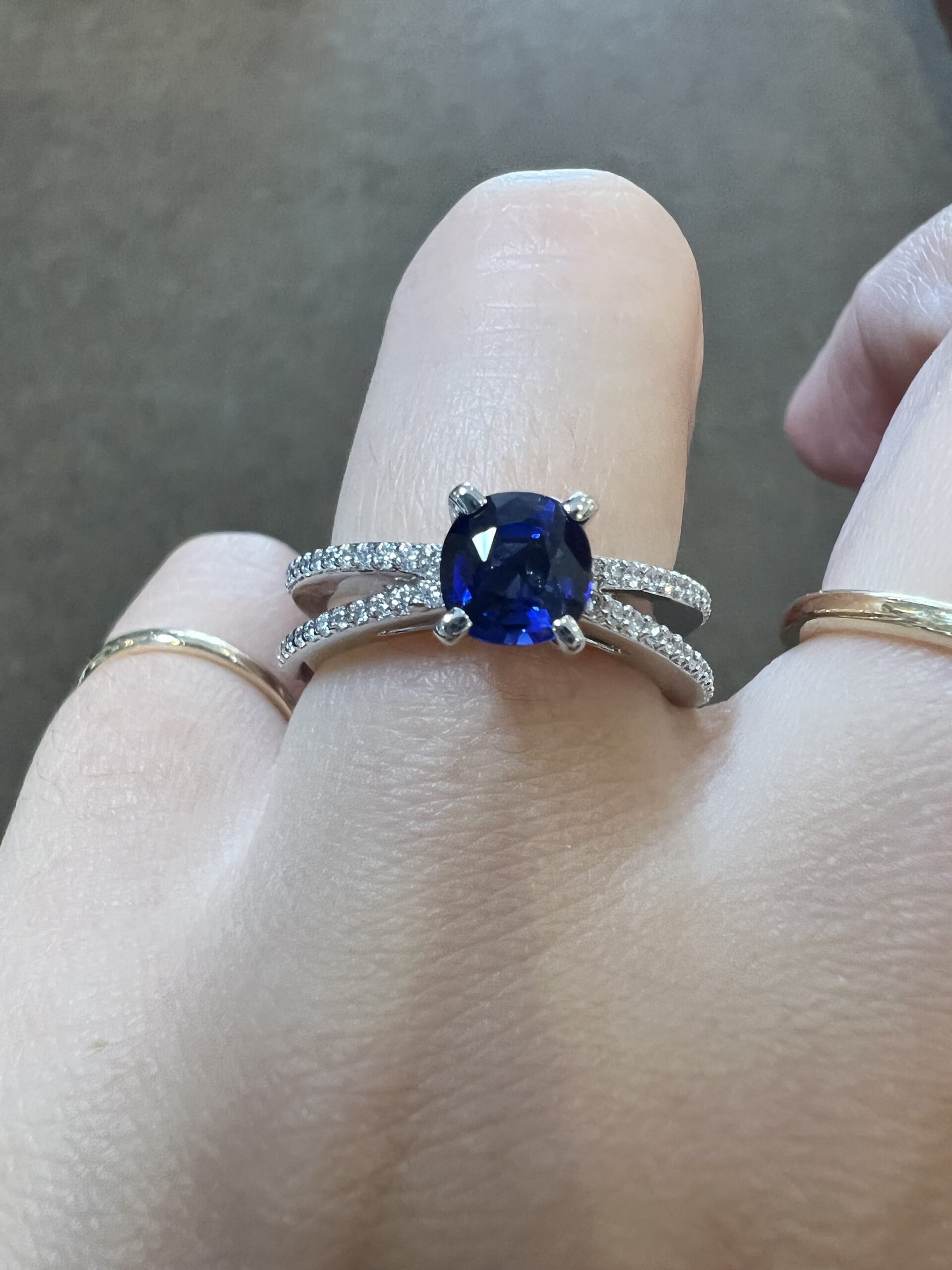 14k White Gold Genuine 1.04 Cttw Ceylon Sapphire & Diamond Ring - Image 14