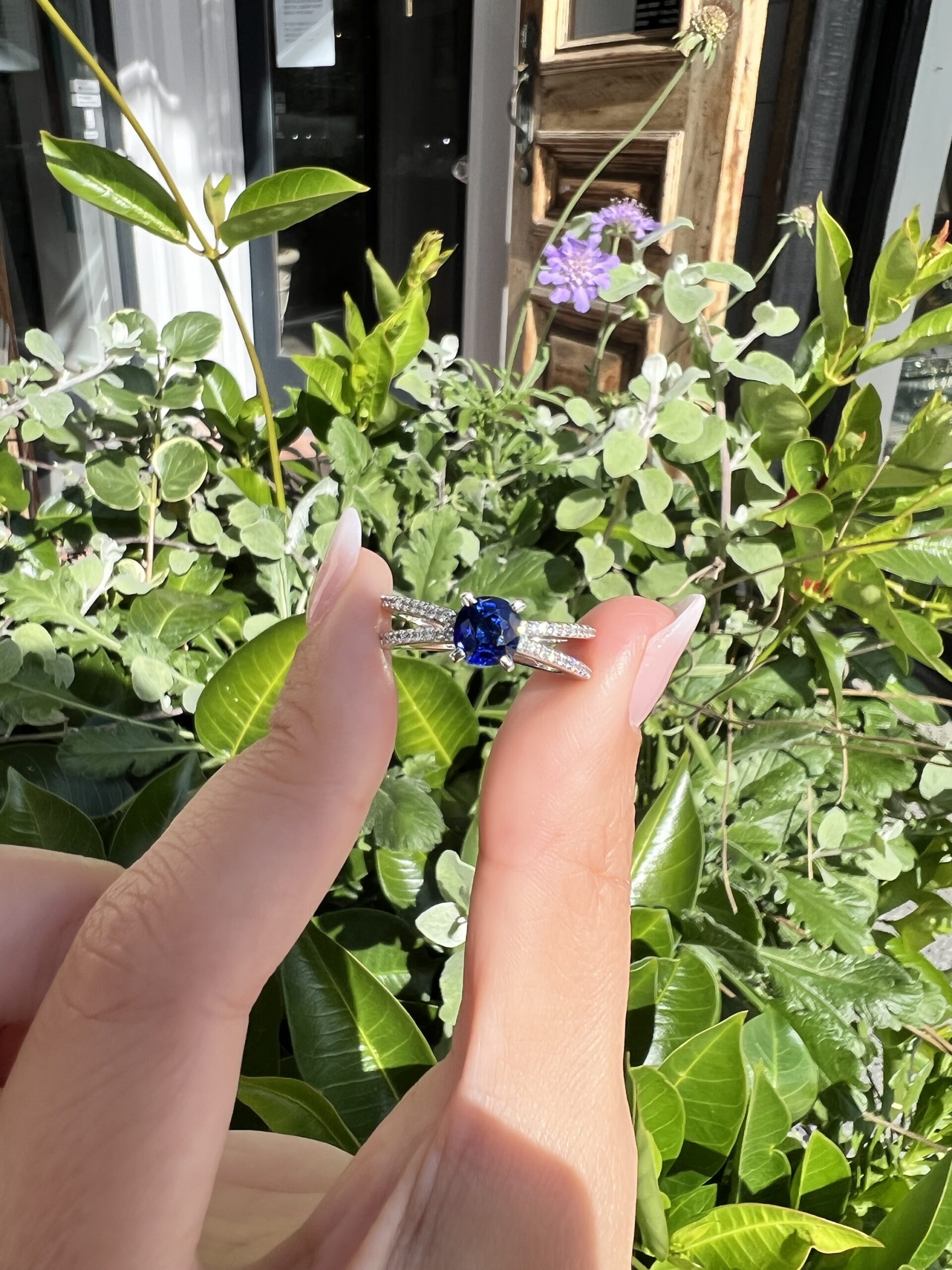 14k White Gold Genuine 1.04 Cttw Ceylon Sapphire & Diamond Ring - Image 24