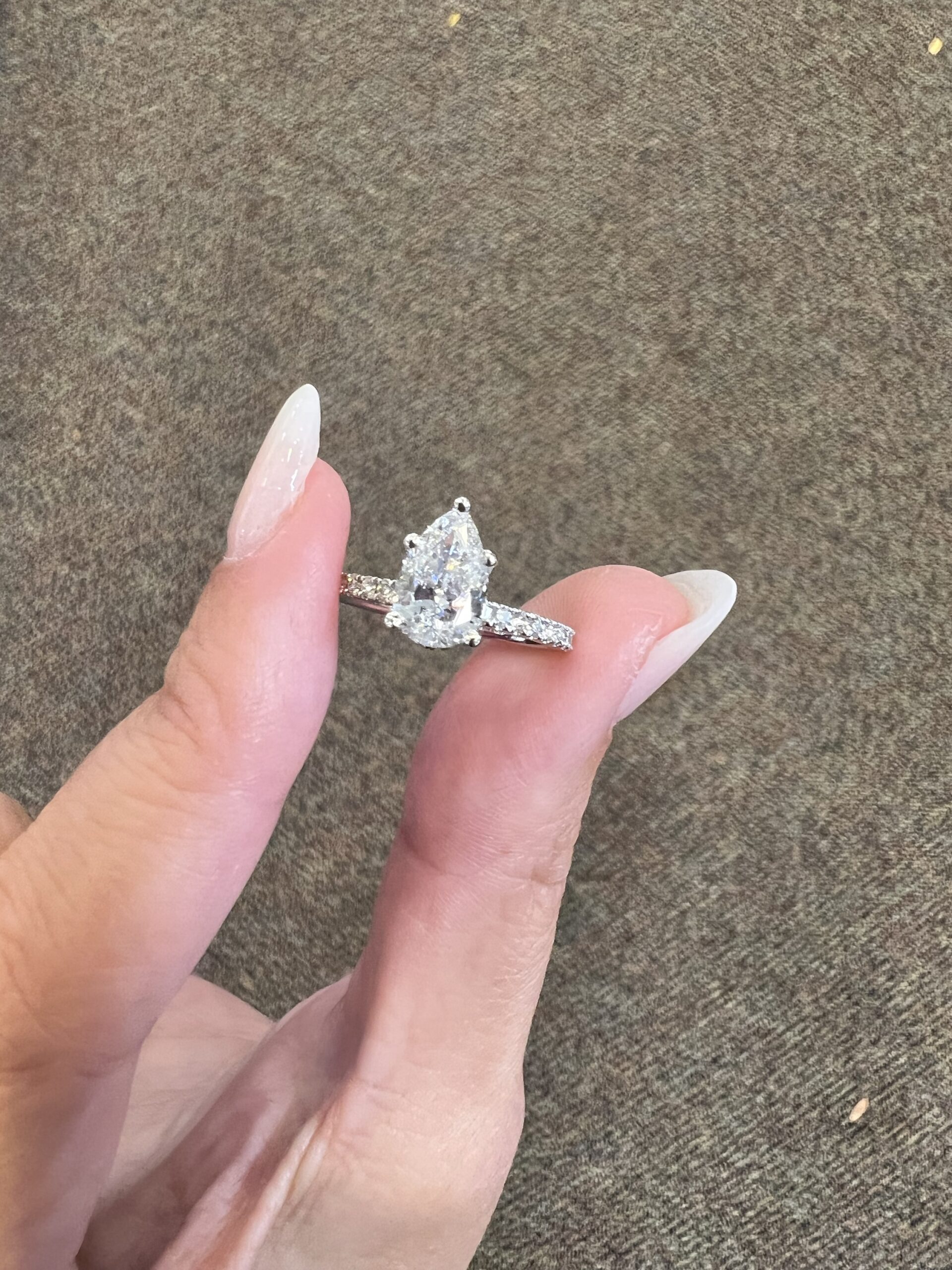 Platinum Genuine 1.21 Carat Pear Brilliant Cut Diamond Solitaire - Image 5