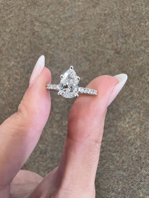 Platinum Genuine 1.21 Carat Pear Brilliant Cut Diamond Solitaire