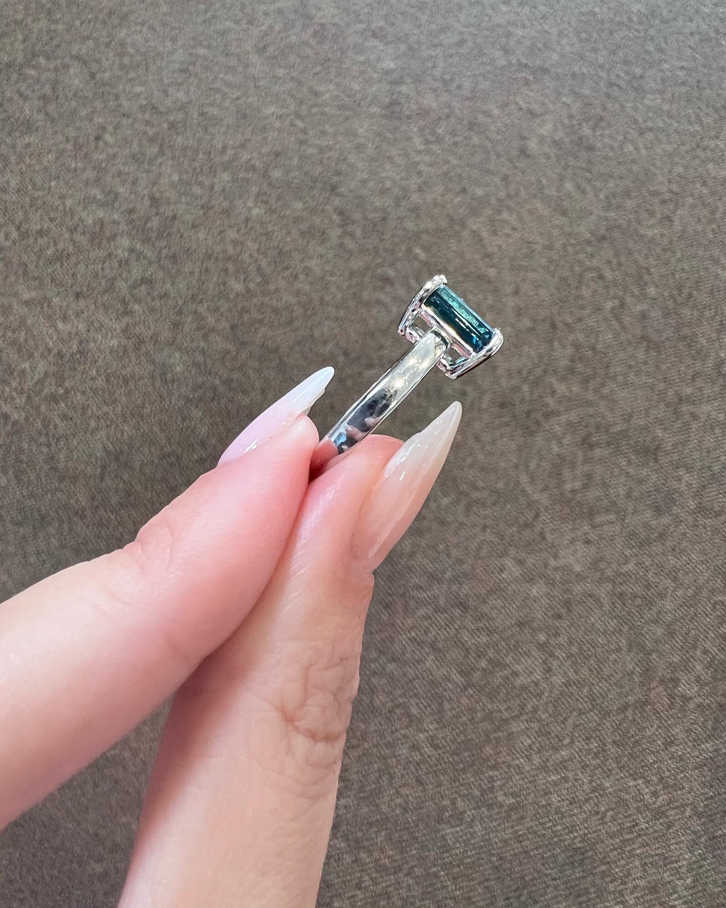 14k White Gold Genuine Emerald Cut 2.02 Cttw Blue Green Tourmaline Ring - Image 14