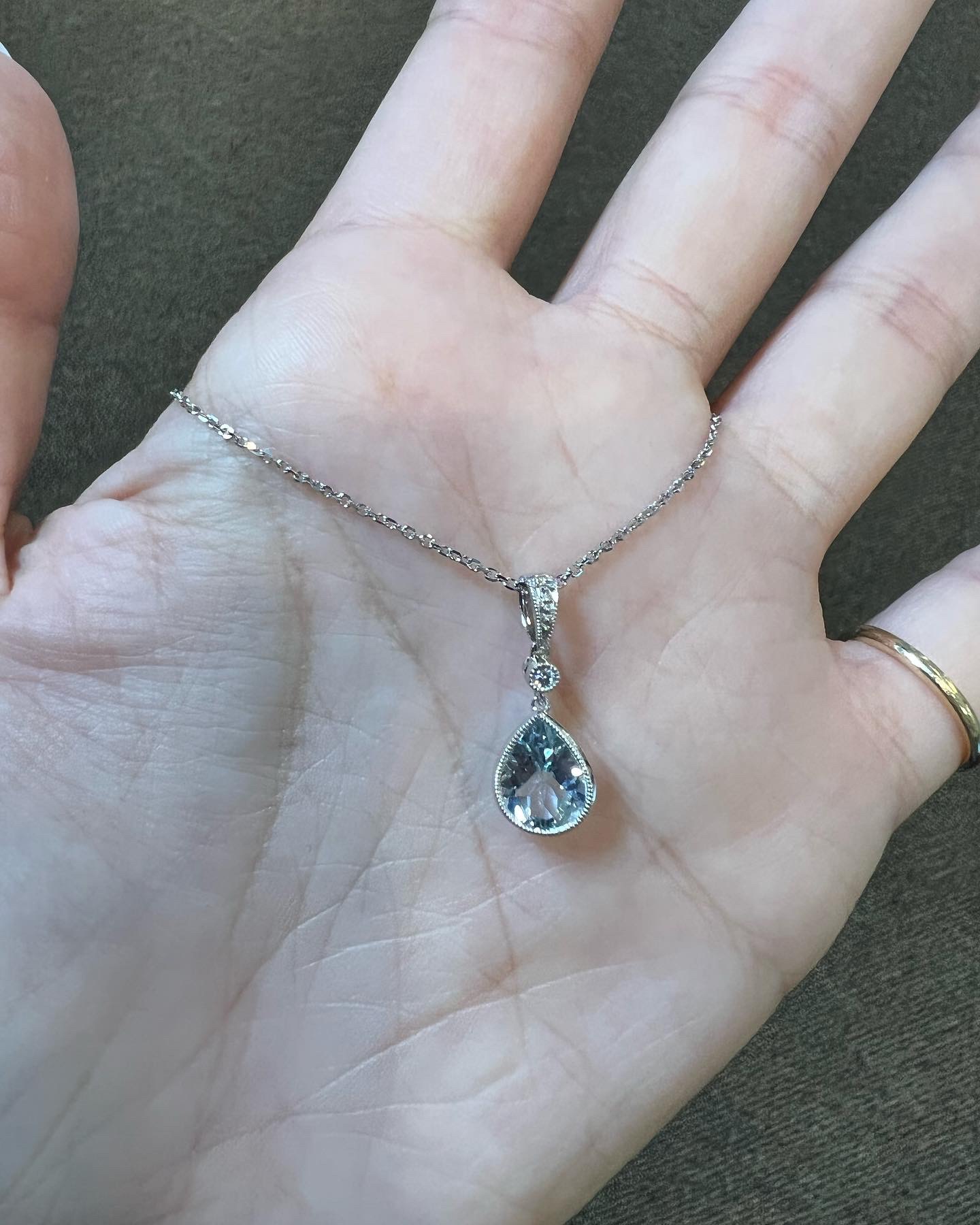 14k White Gold Genuine 1.23 Cttw Aquamarine Pendant - Image 7