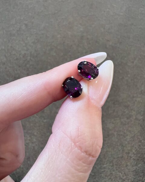 14k White Gold Genuine 3.32 Cttw Rhodilite Garnet Stud Earrings