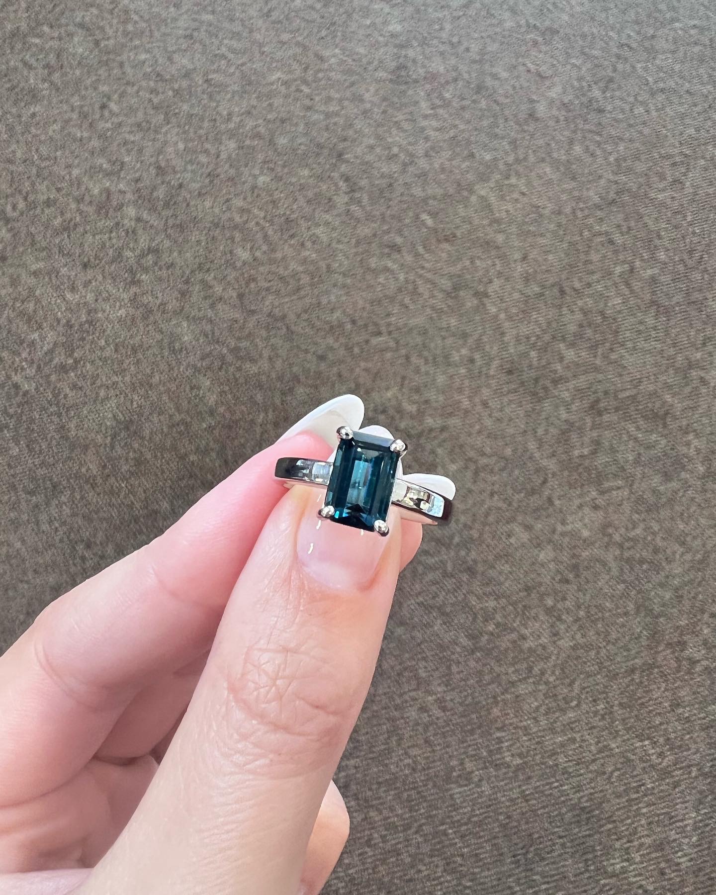 14k White Gold Genuine Emerald Cut 2.02 Cttw Blue Green Tourmaline Ring - Image 15