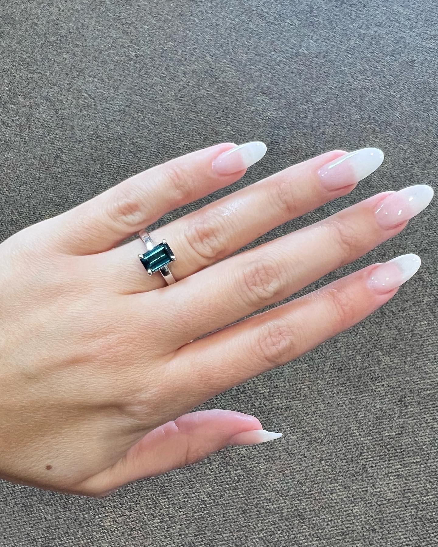 14k White Gold Genuine Emerald Cut 2.02 Cttw Blue Green Tourmaline Ring - Image 17