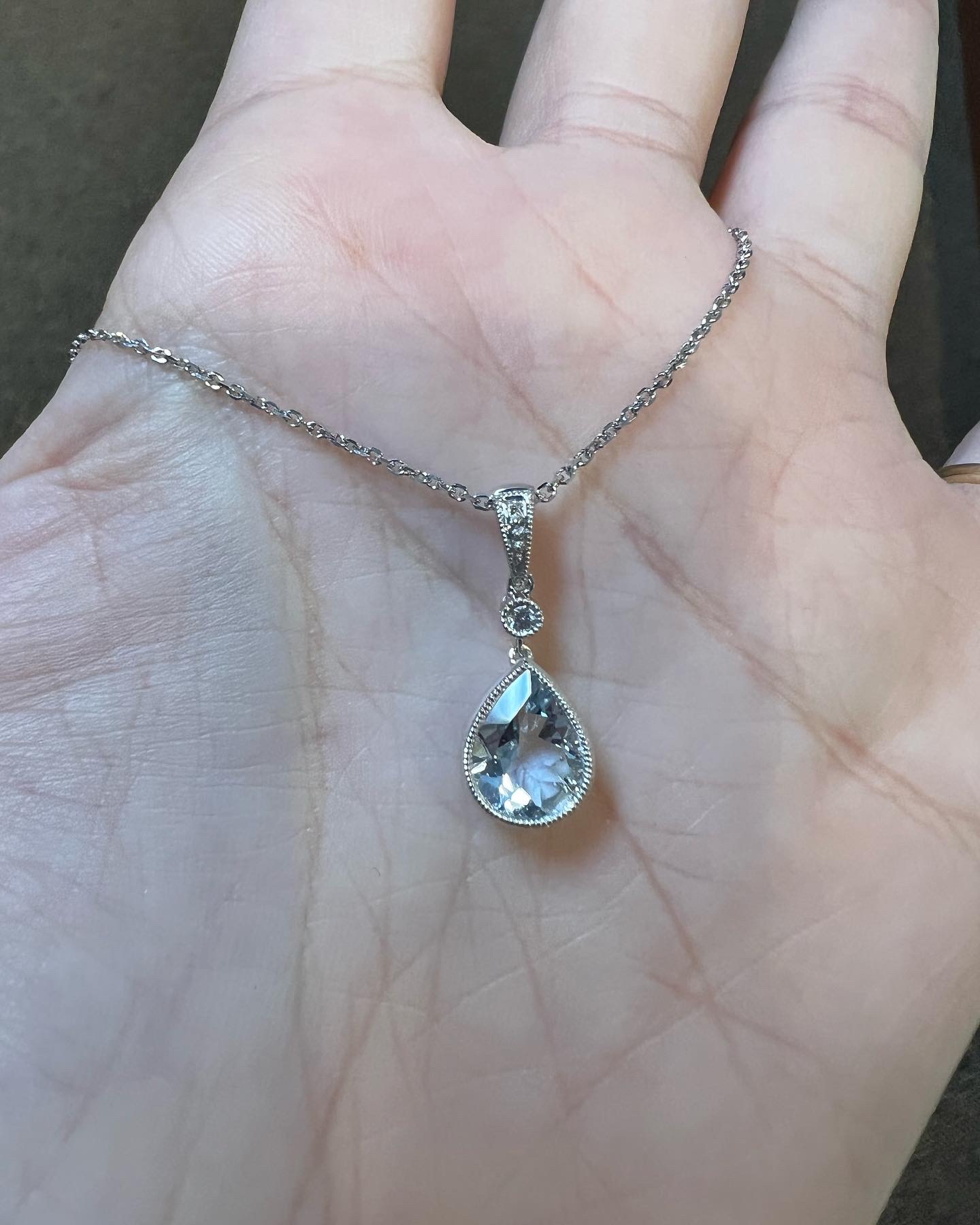 14k White Gold Genuine 1.23 Cttw Aquamarine Pendant - Image 8