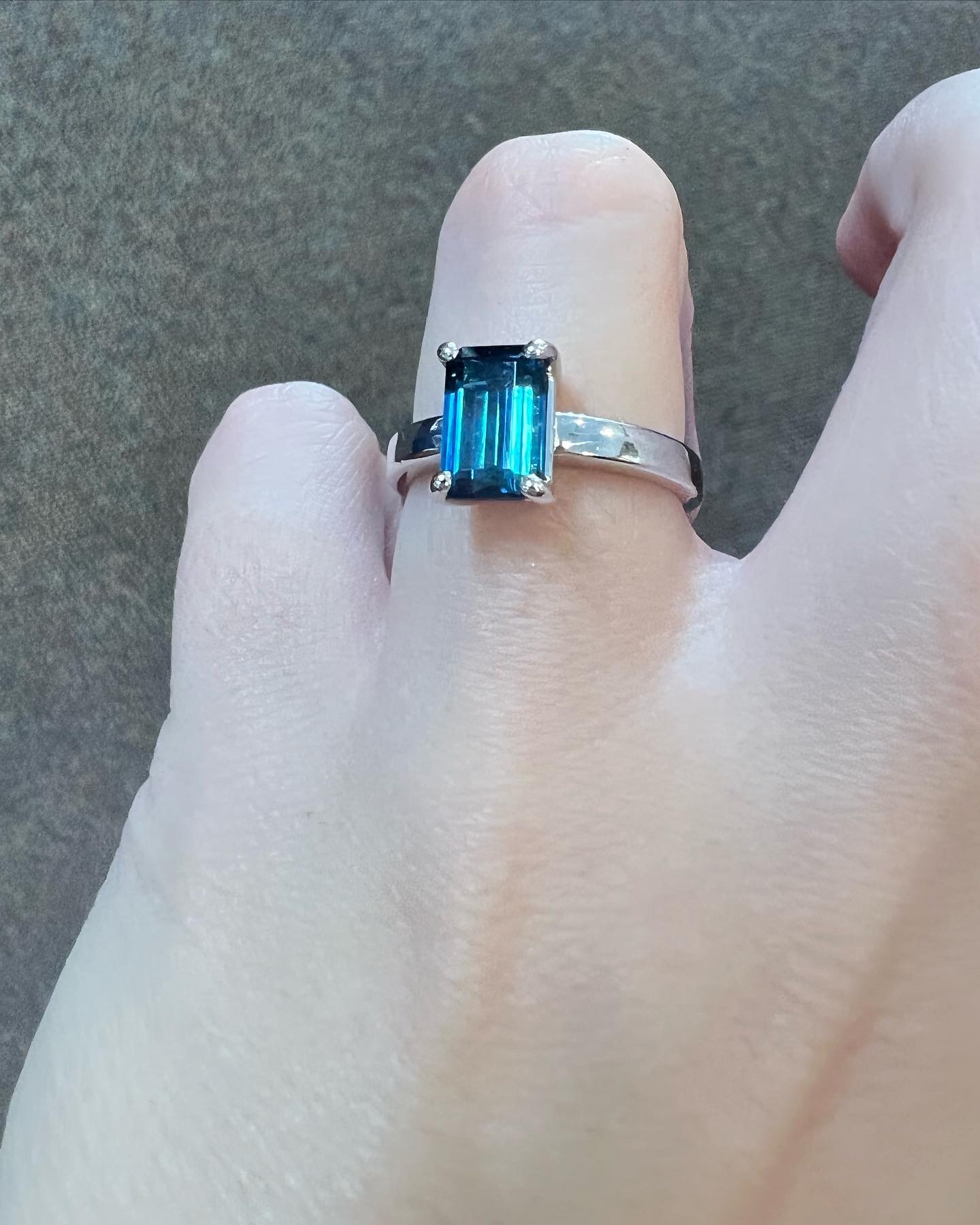 14k White Gold Genuine Emerald Cut 2.02 Cttw Blue Green Tourmaline Ring - Image 19