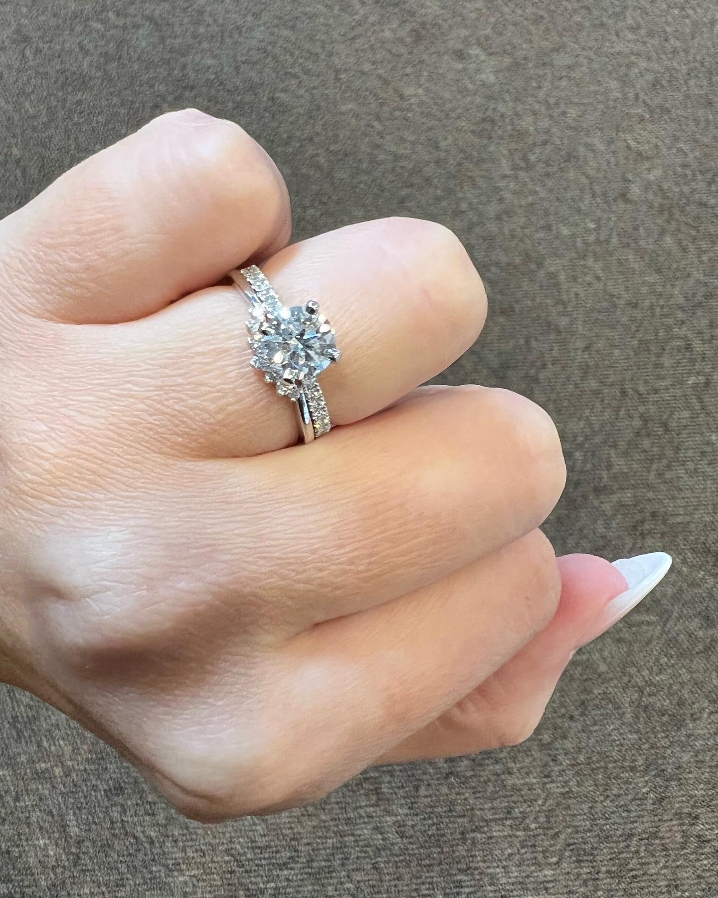 14k White Gold Genuine .14 Cttw Round Brilliant Cut Diamond Curved Band - Image 14