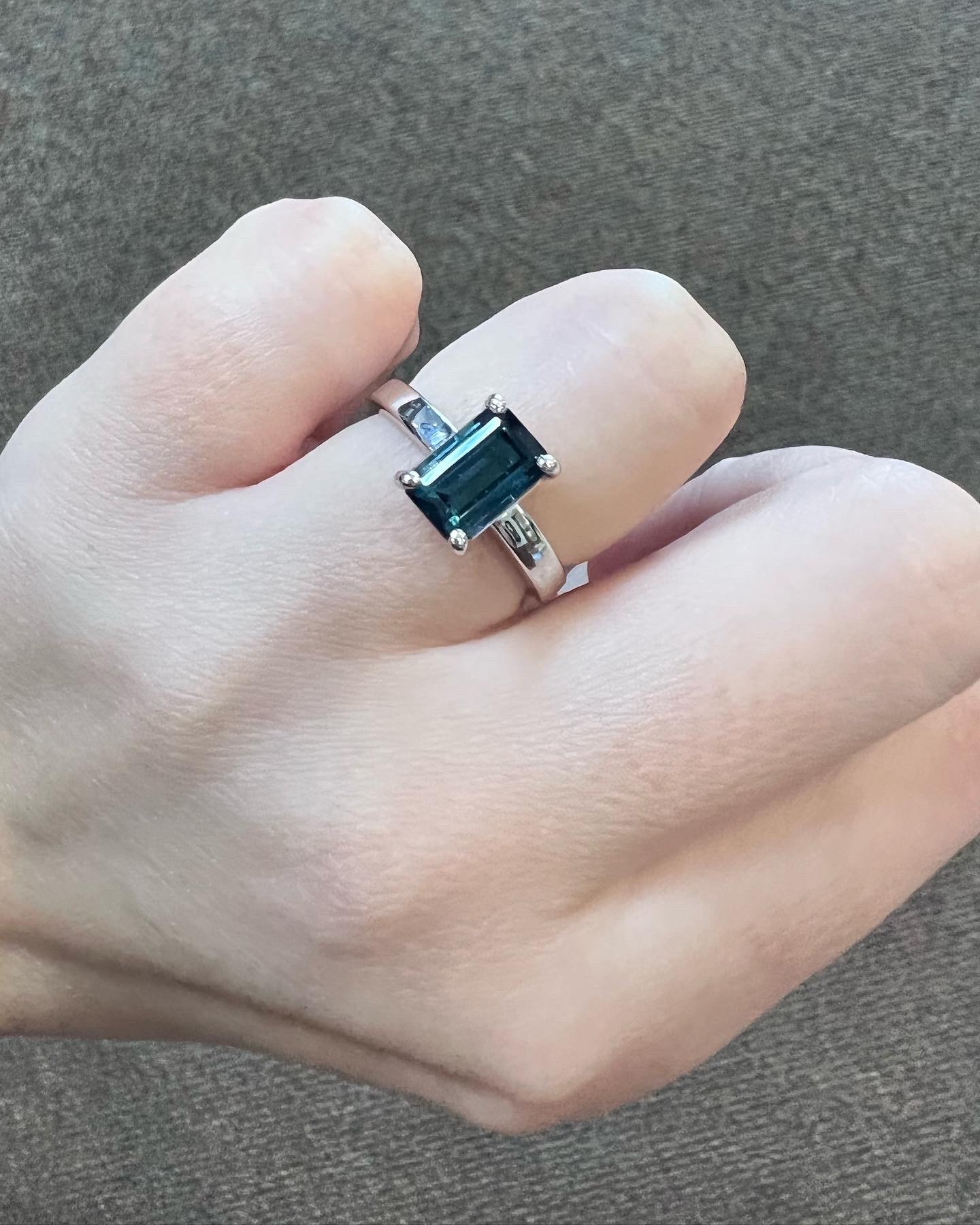 14k White Gold Genuine Emerald Cut 2.02 Cttw Blue Green Tourmaline Ring - Image 18